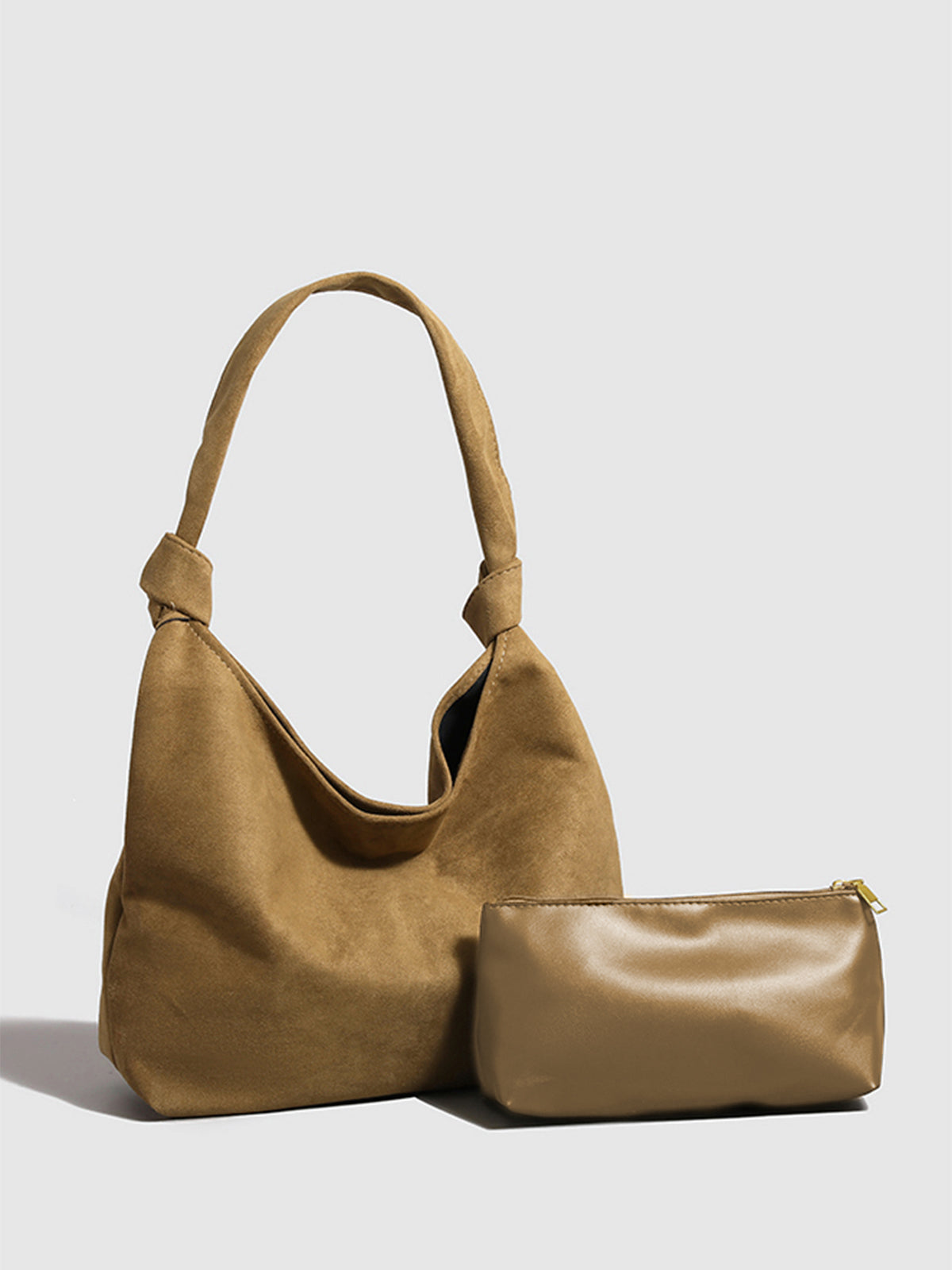 Knotted Suede Hobo Bag-Chicvia