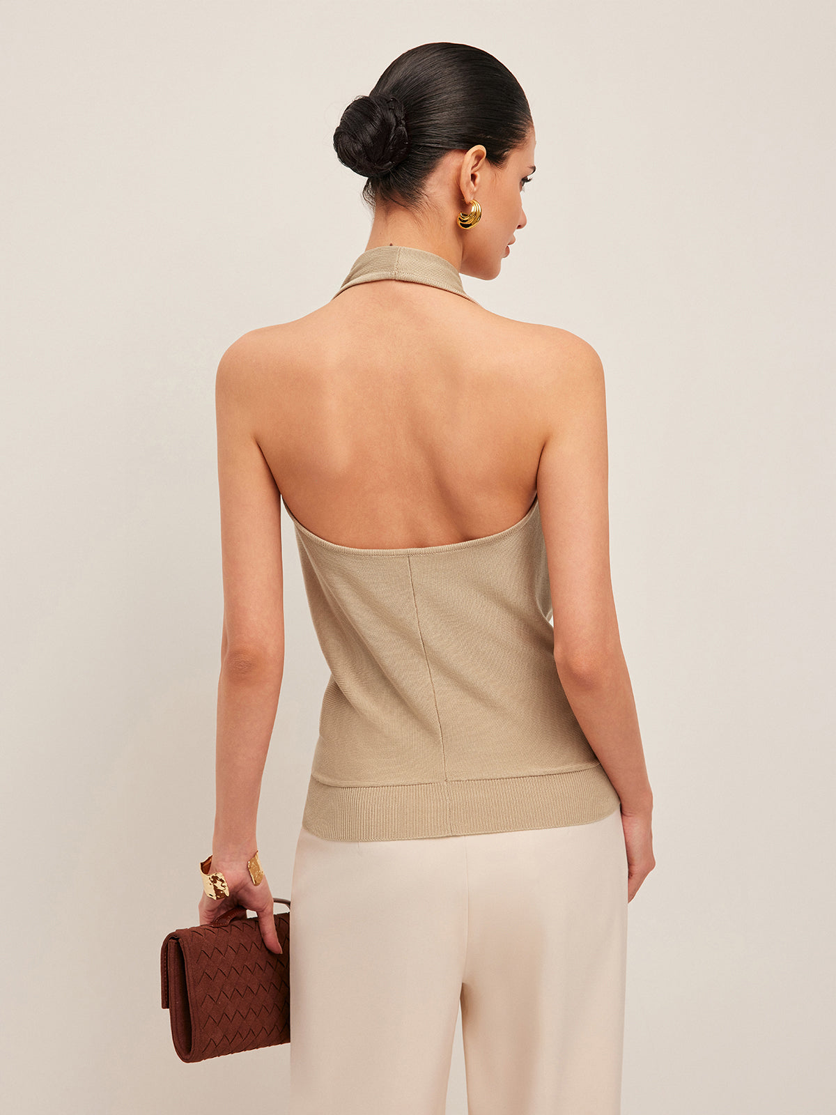 Cowl Neck Halter Top-Chicvia