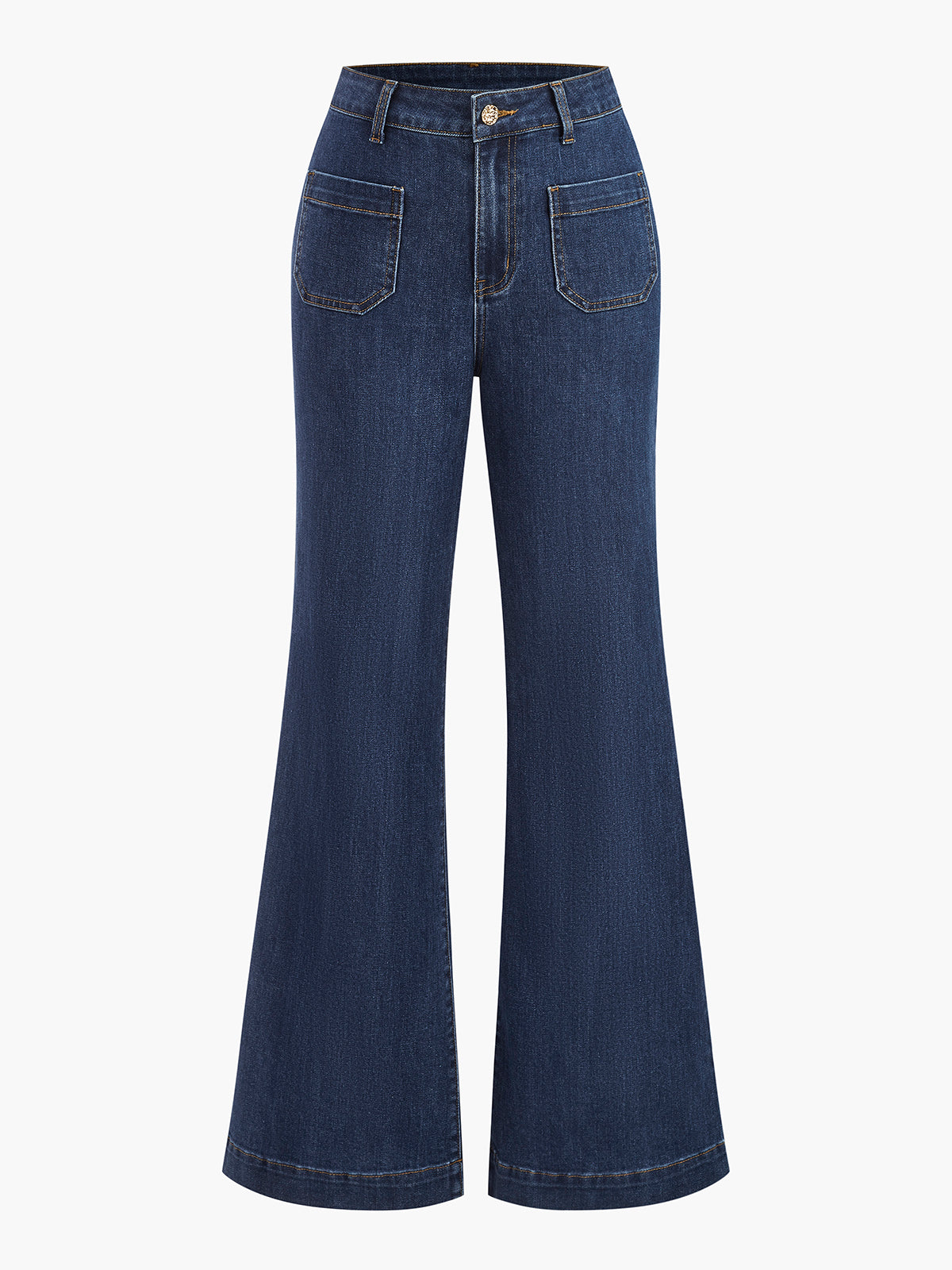 High-Waisted Flared Jeans-Chicvia
