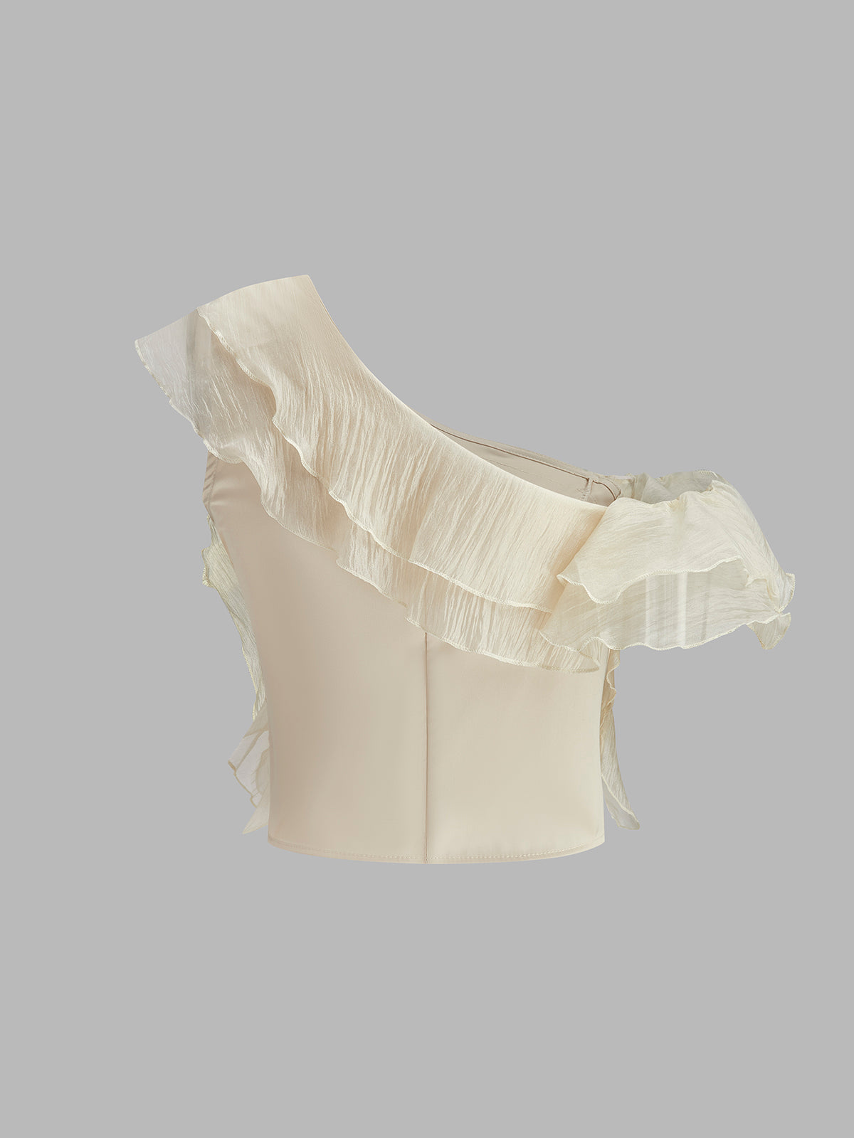 Chiffon One-Shoulder Ruffle Top-Chicvia