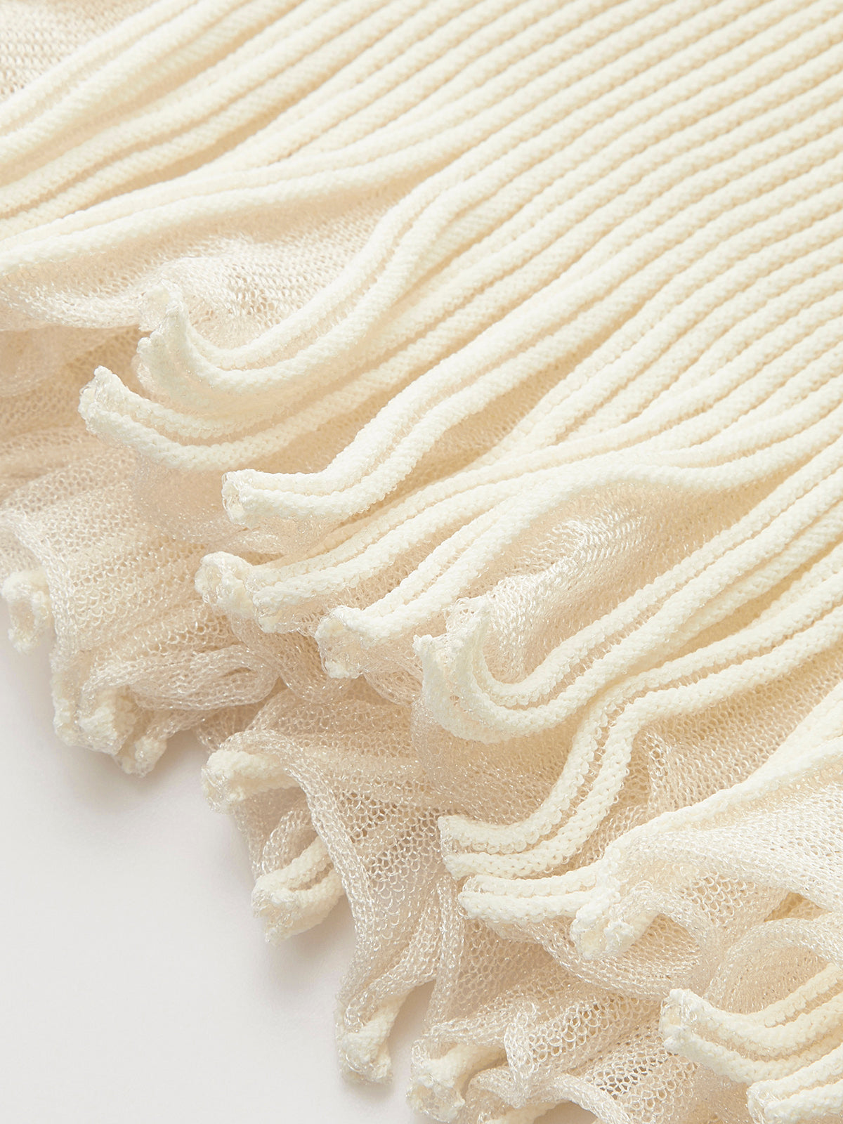 Mesh Panel Pleated Skirt-Chicvia