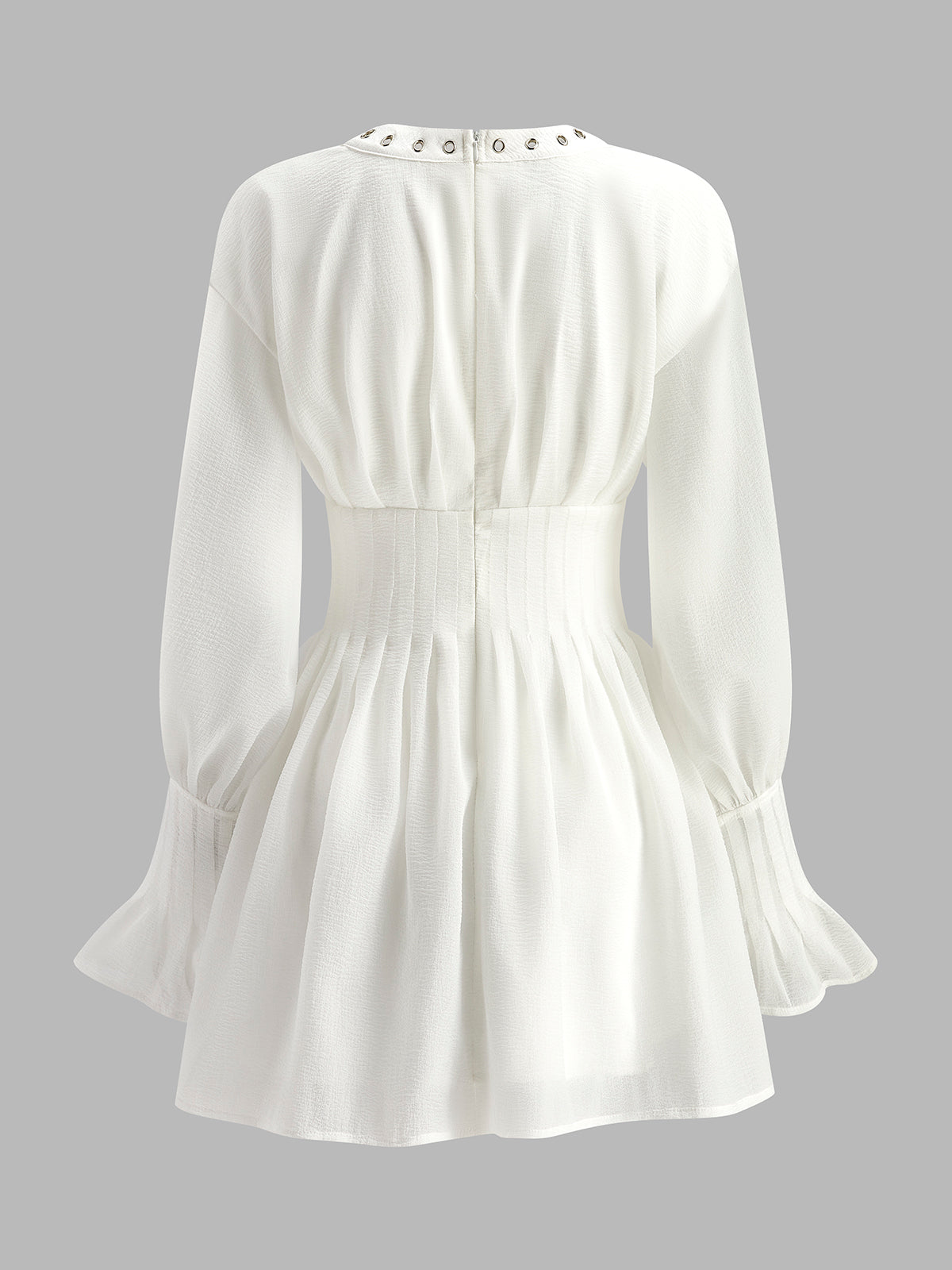 Lace-Up Front Semi-Sheer Dress-Chicvia