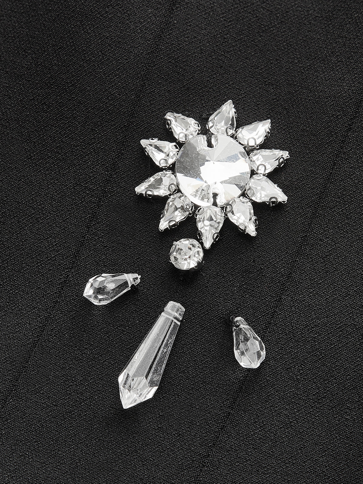 Floral Crystal Back Zipper Top-Chicvia