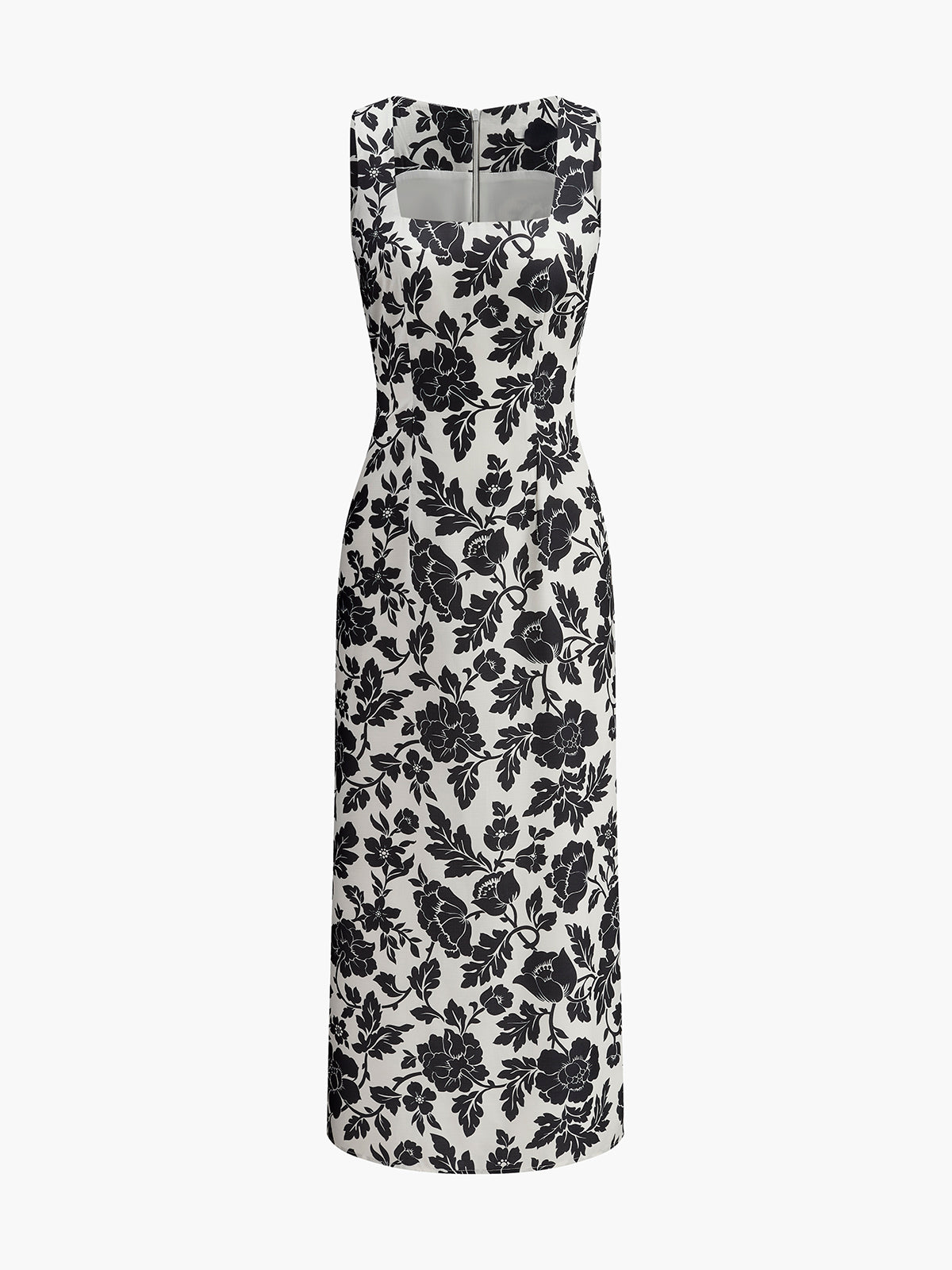 Floral Square Neck Slip Dress-Chicvia