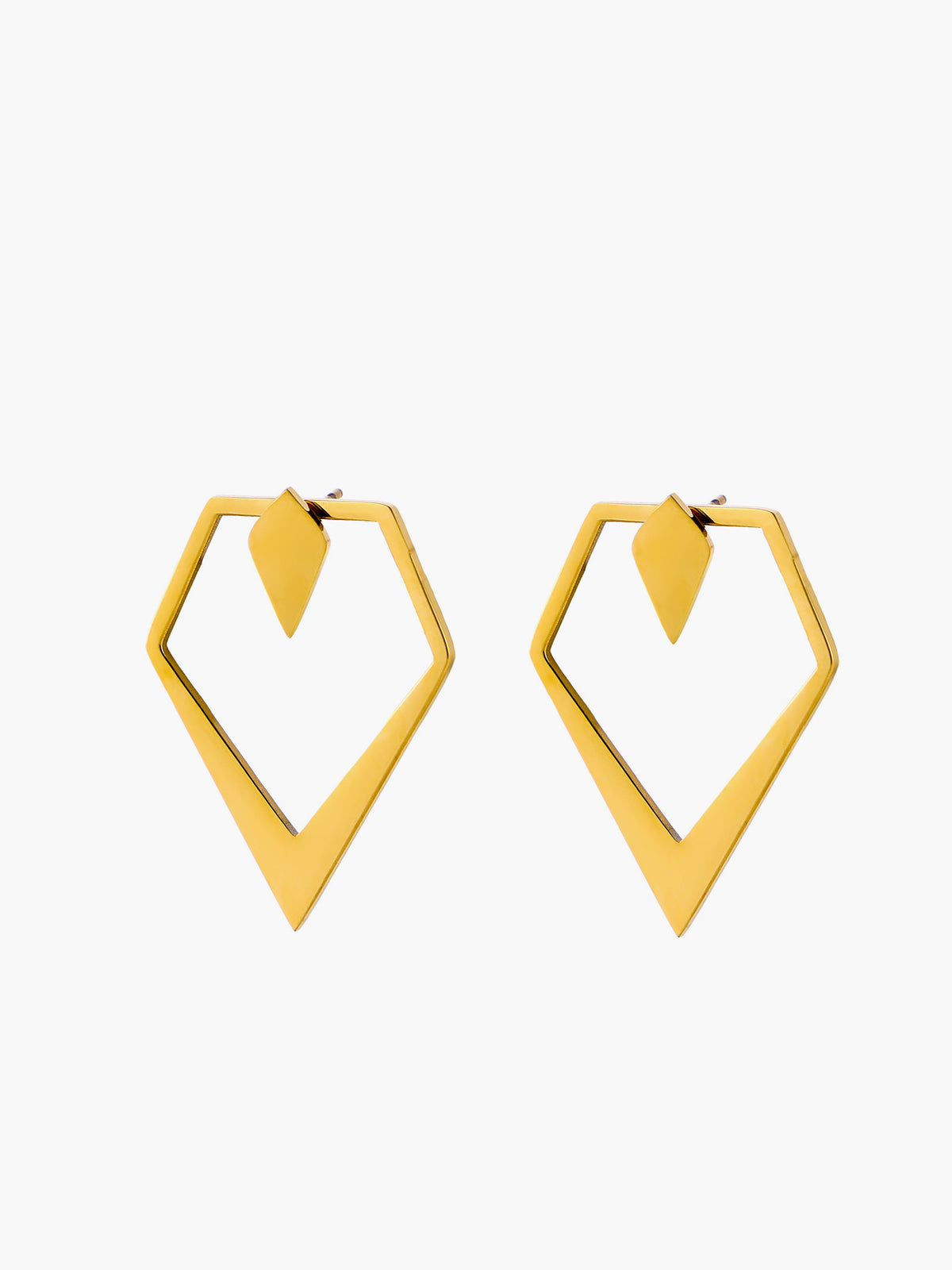 Geometric V-Shaped Gold Stud Earrings-Chicvia