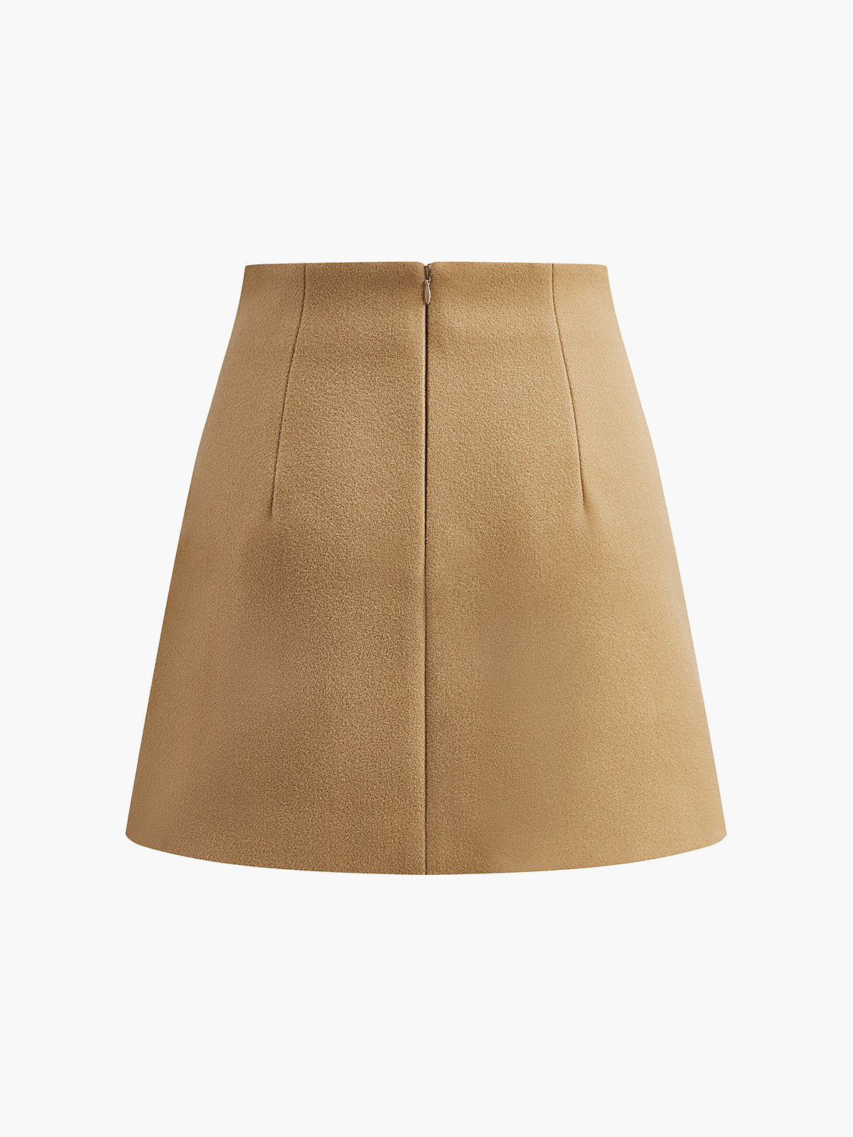 High-Waist Metal-Decor Zipper Skirt-Chicvia