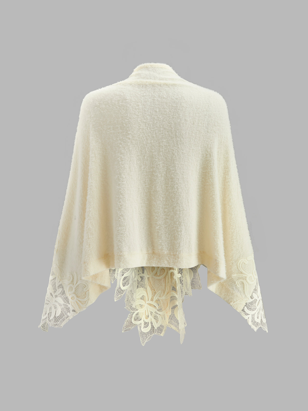 Floral Lace Trim Shawl-Chicvia