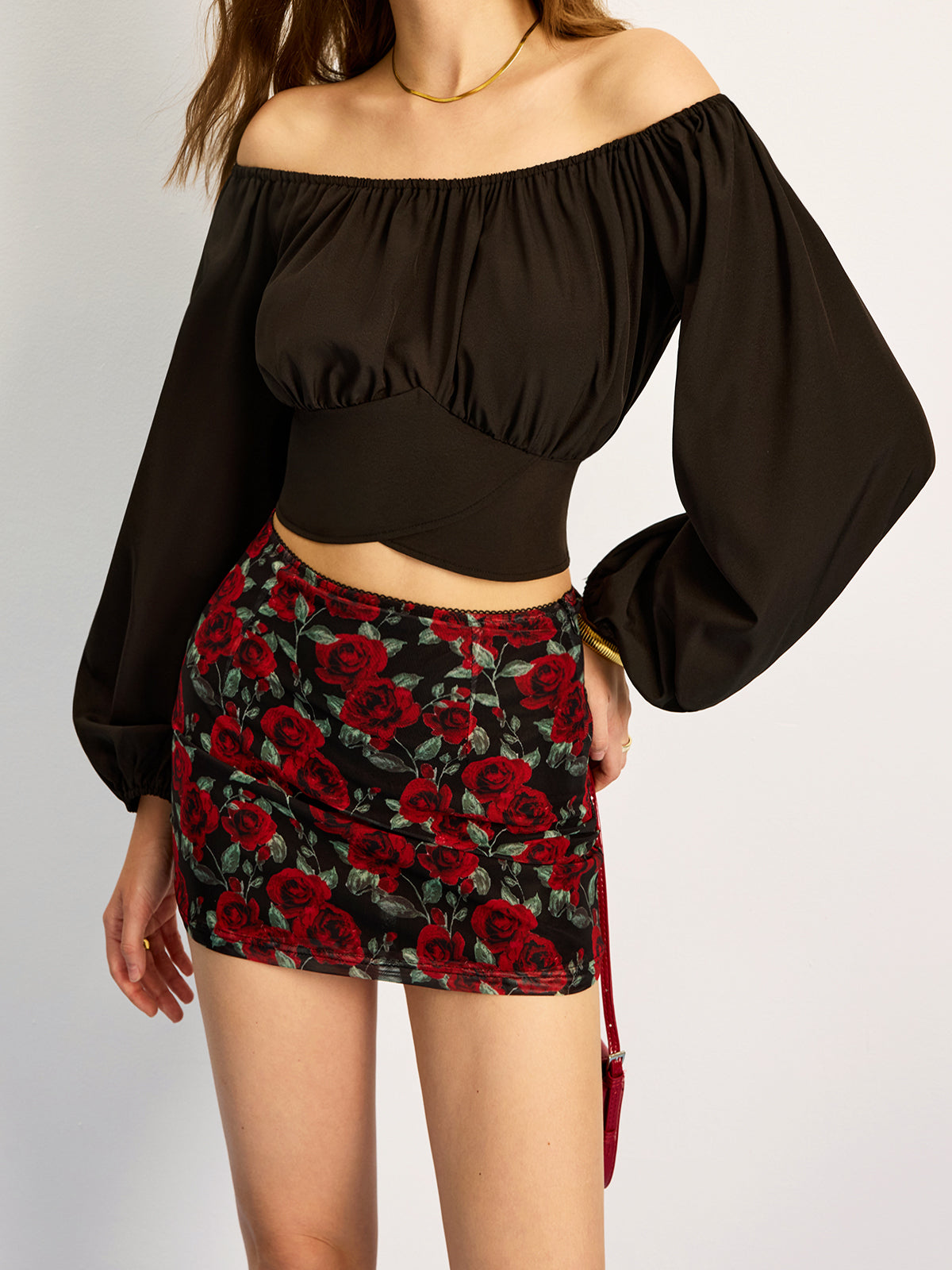 Off-Shoulder Tie Back Blouse-Chicvia