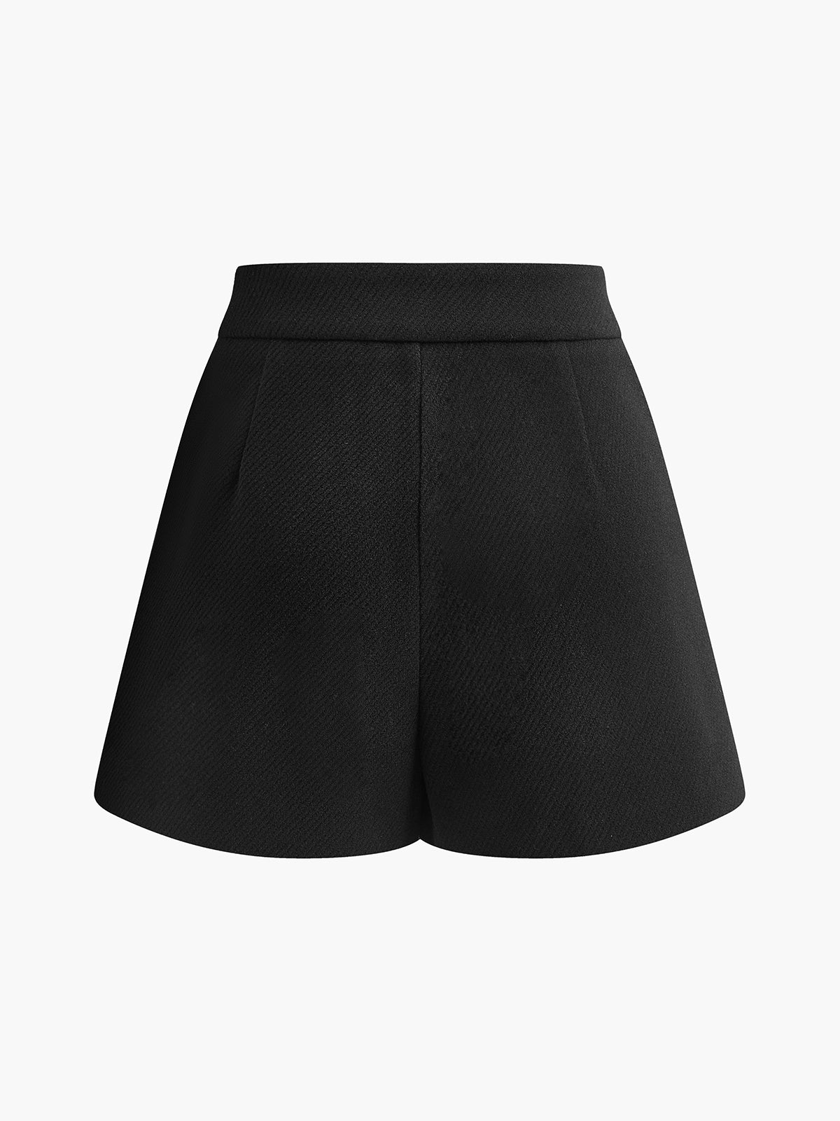 Mid-Waist Tweed Pockets Wide-Leg Shorts-Chicvia