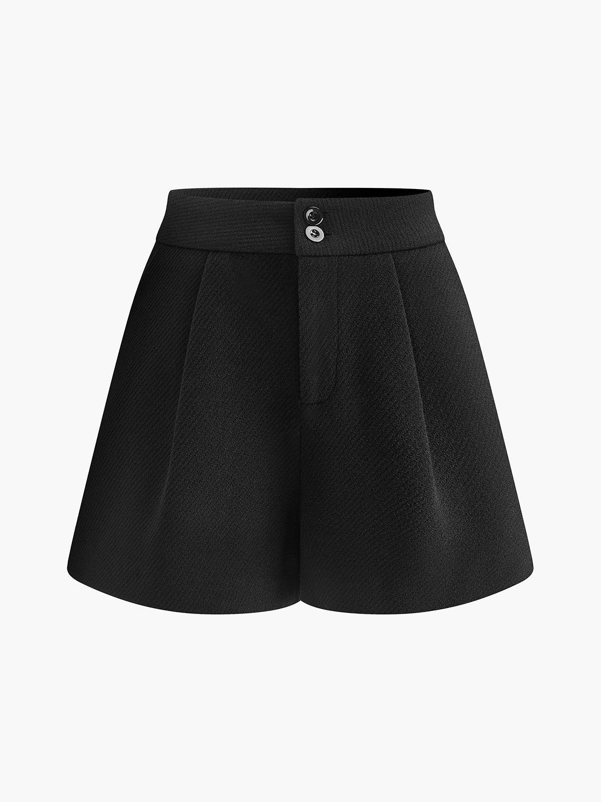 Mid-Waist Tweed Pockets Wide-Leg Shorts-Chicvia