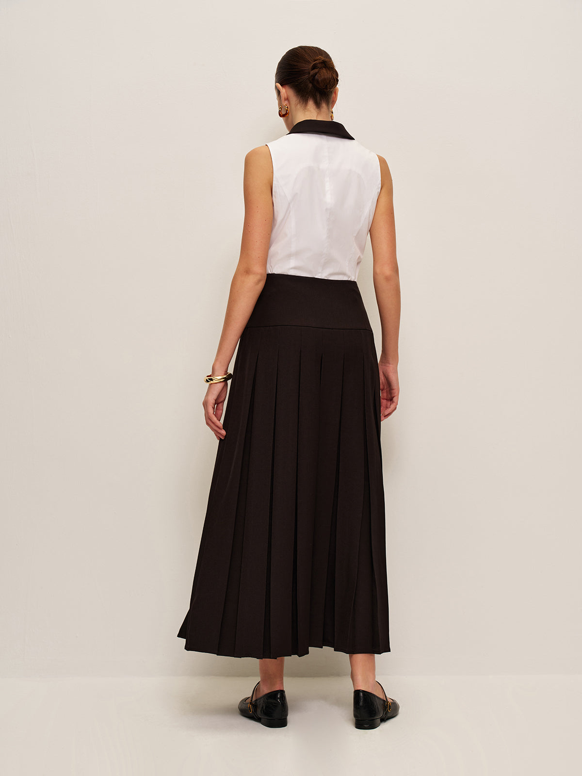 Pleated Split Skirt-Chicvia