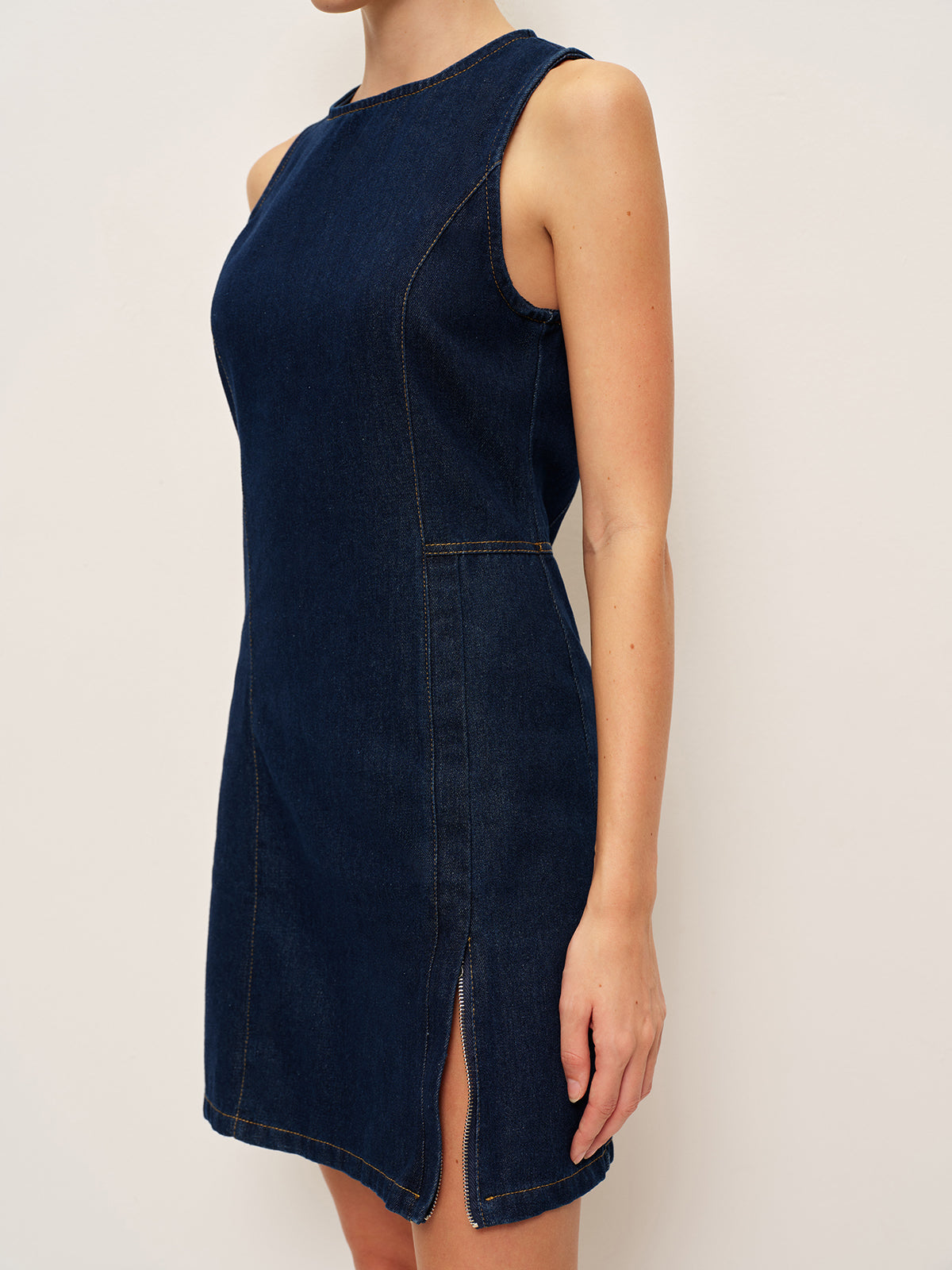 Denim Shift Dress Without Belt-Chicvia