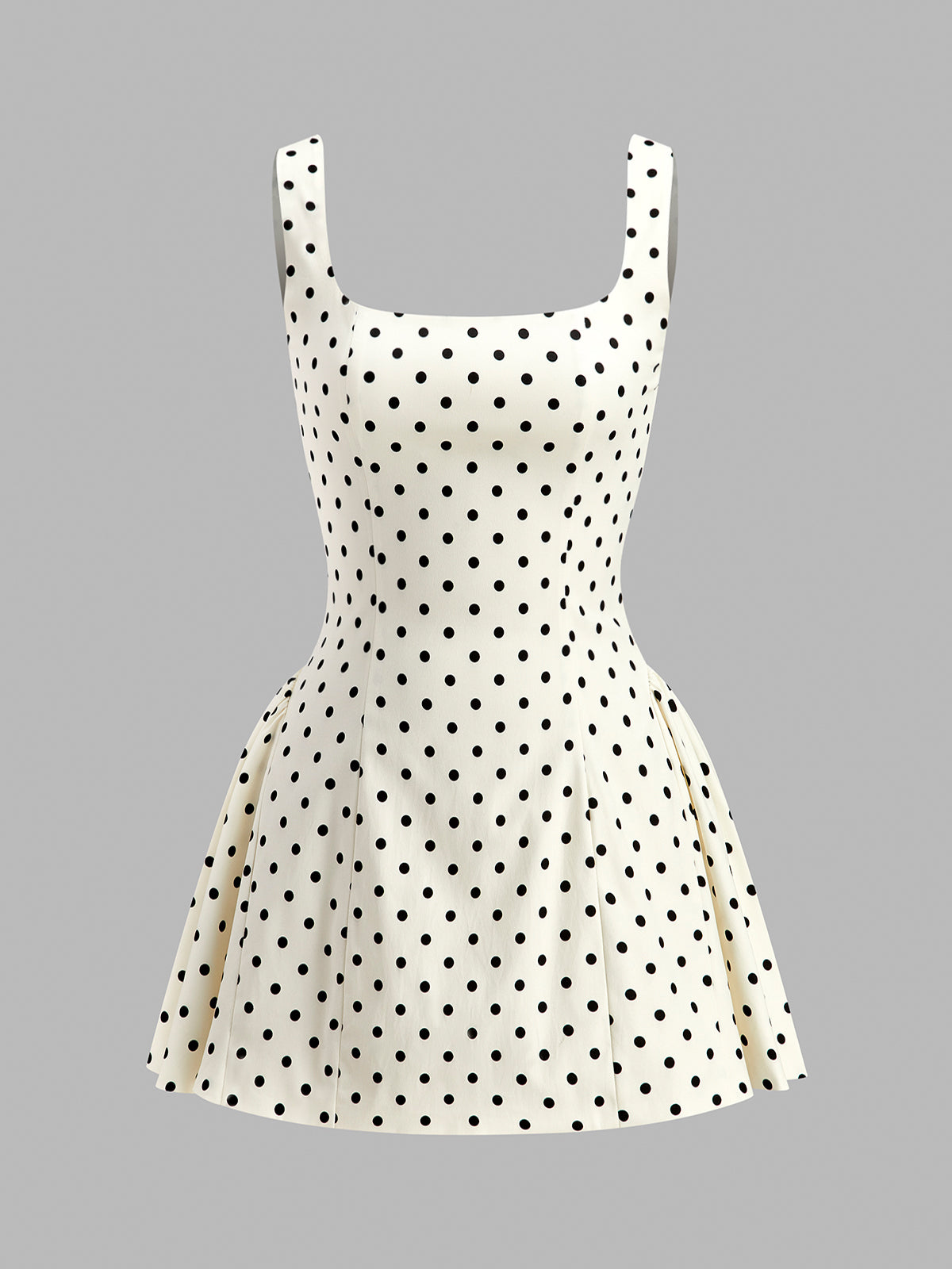 Polka Dot Lace-Up Back Dress-Chicvia