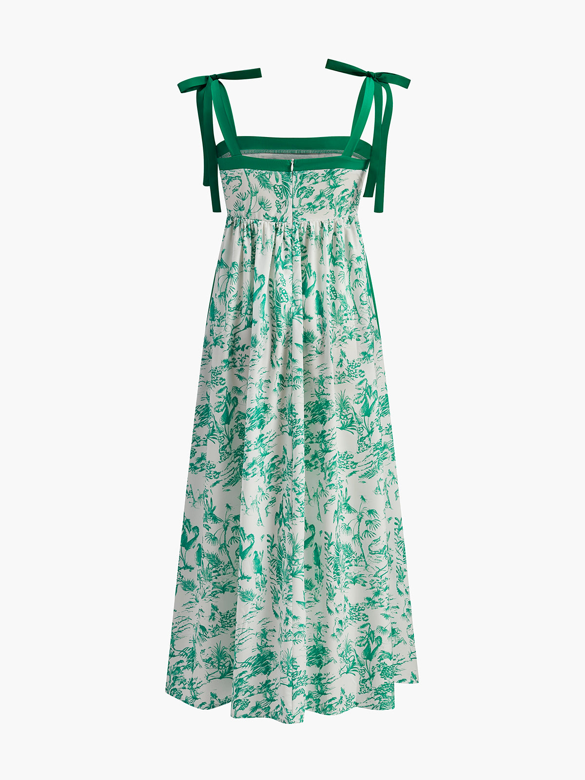 Contrast Binding Tie-Strap Floral Dress-Chicvia