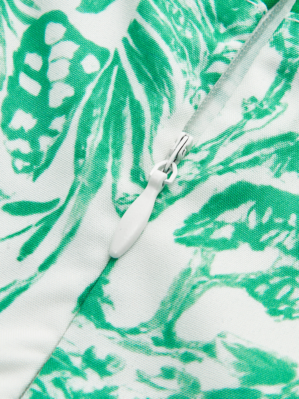 Contrast Binding Tie-Strap Floral Dress-Chicvia