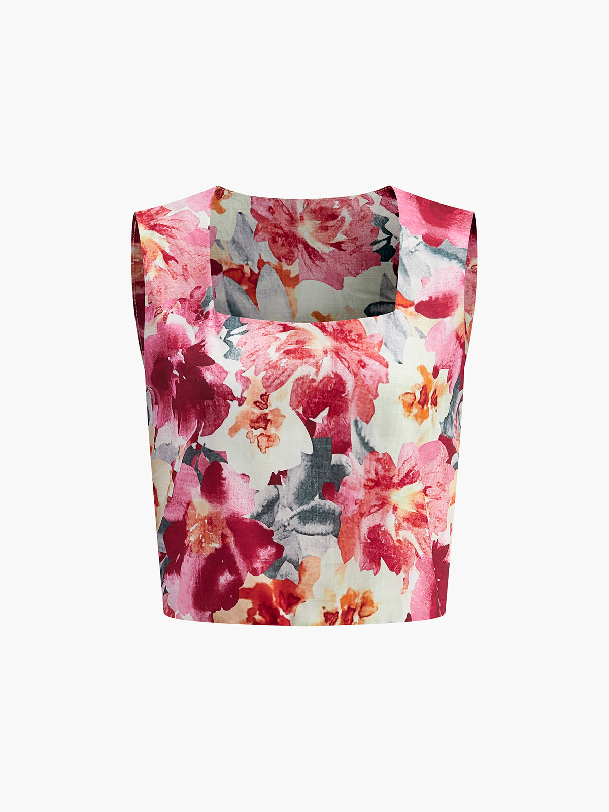 Floral Print Sleeveless Shorts Set-Chicvia