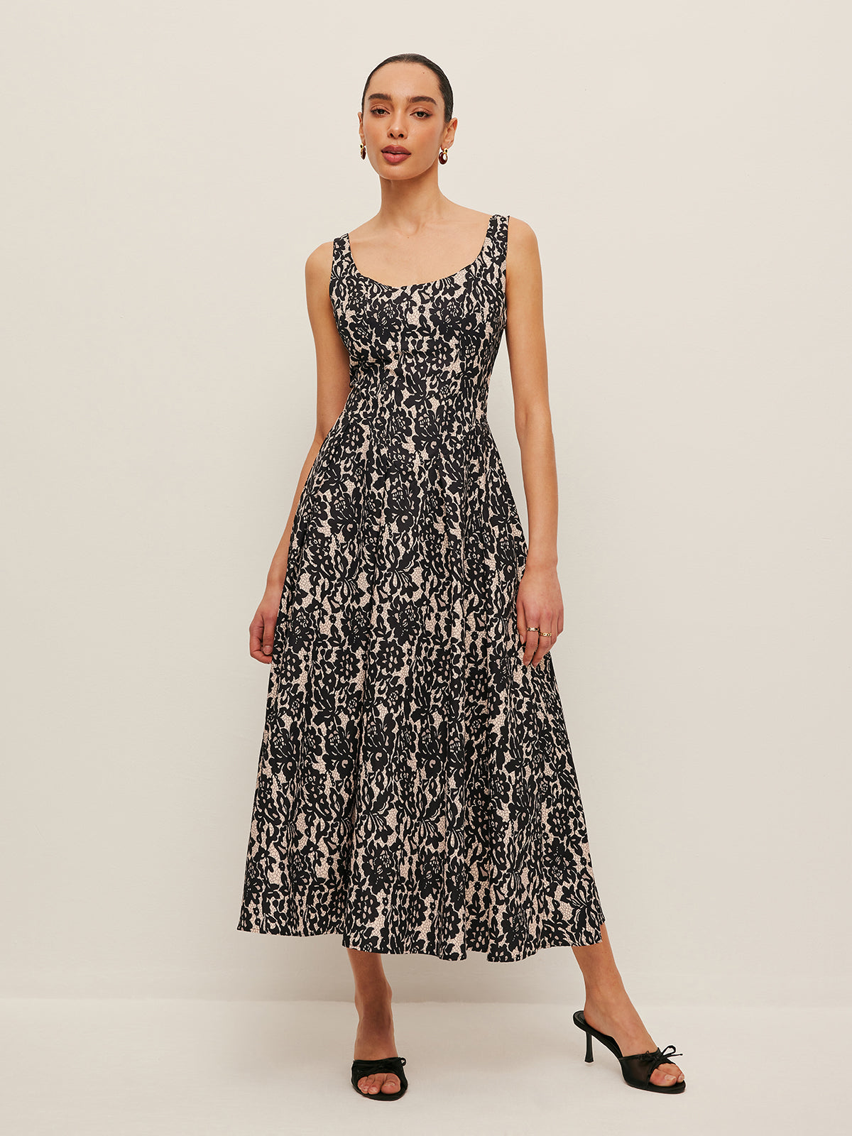 Off-Shoulder Floral Print Dress-Chicvia