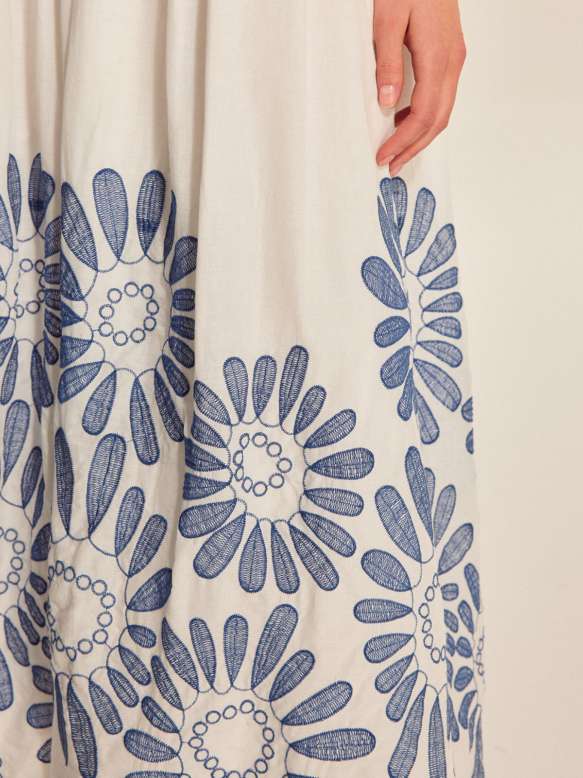 Embroidered Scalloped Hem Skirt-Chicvia