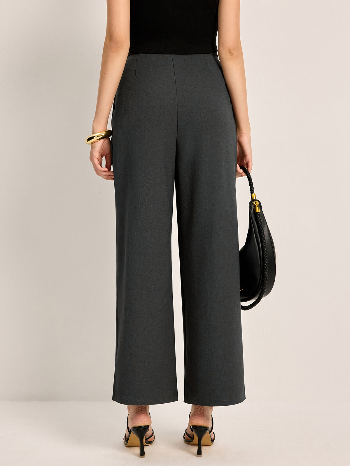Mid-Waist Tie Belt Pants With Pockets-Chicvia