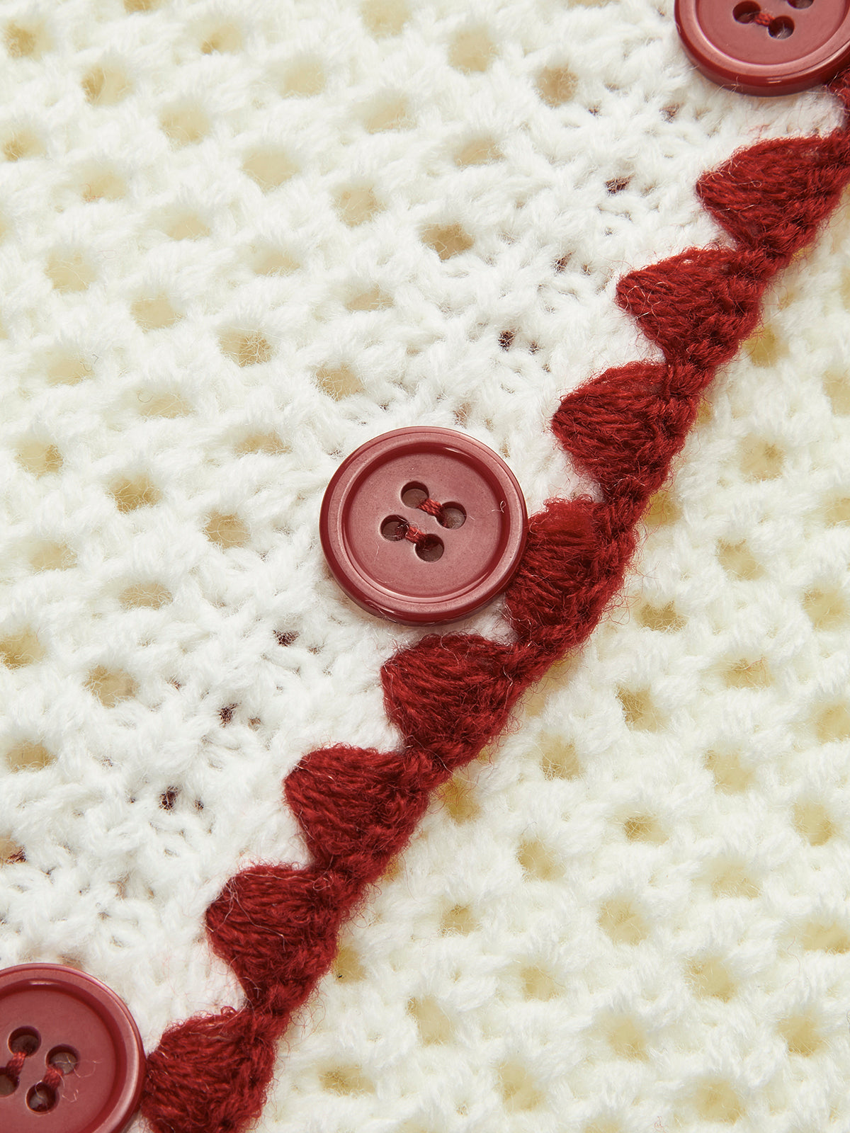 Button-Up Contrast Crochet Vest-Chicvia