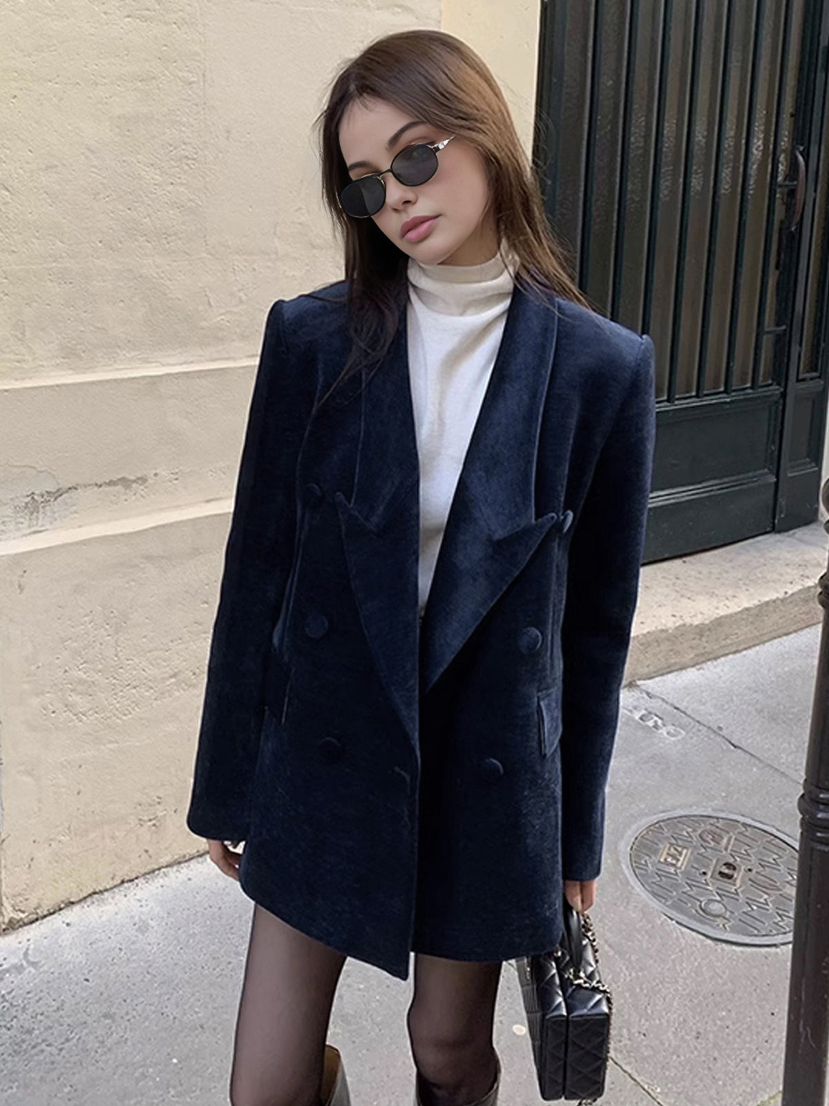 Elegant Shift Button Blazer-Chicvia