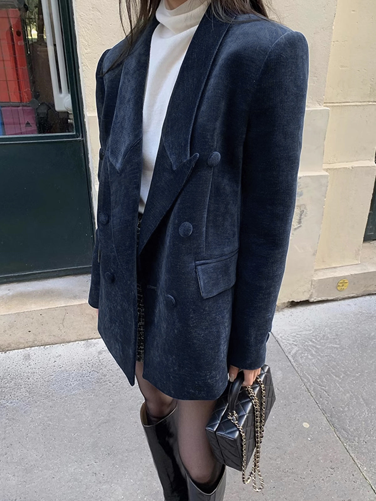 Elegant Shift Button Blazer-Chicvia