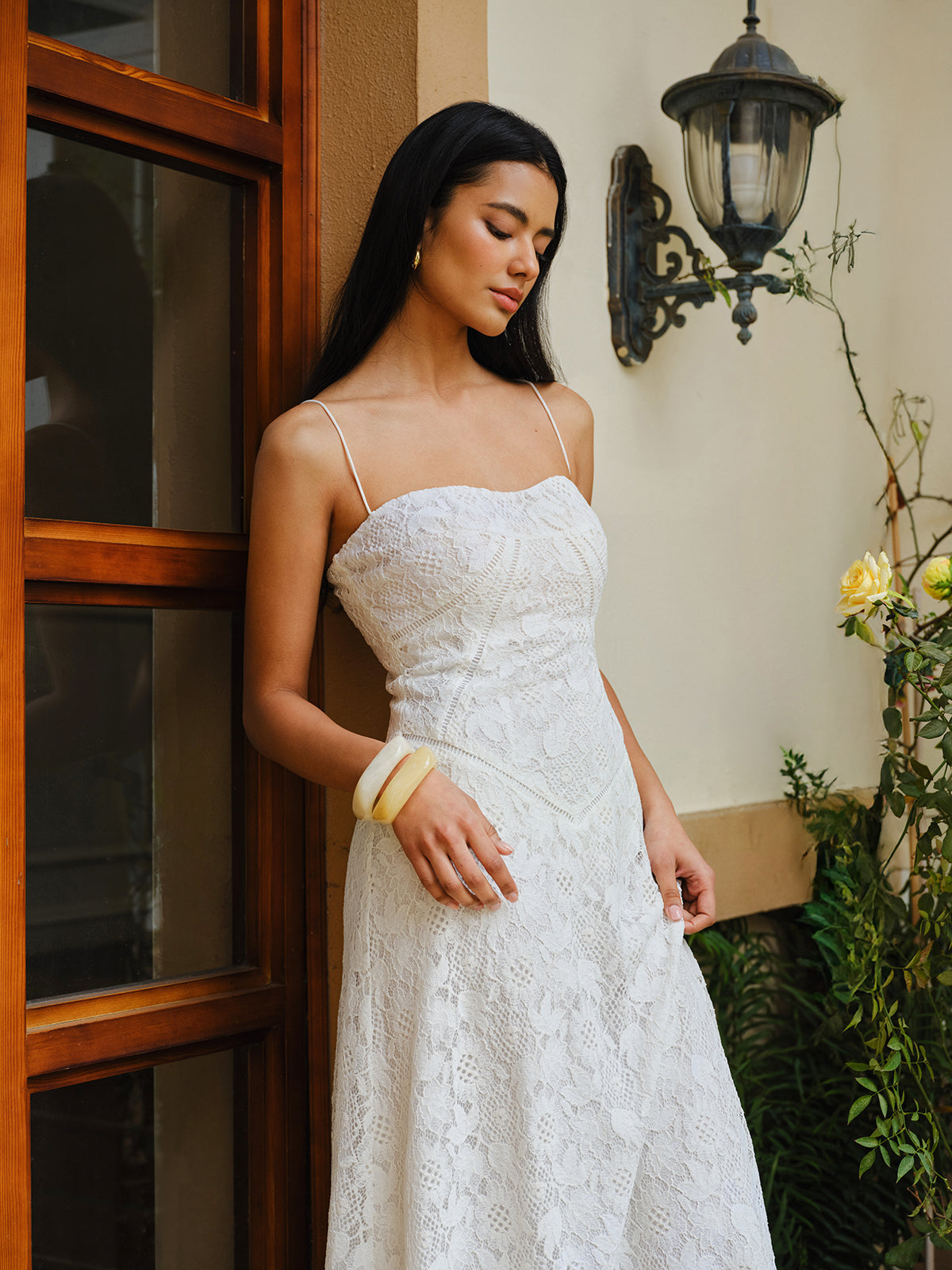 Lace Spaghetti Strap Dress-Chicvia