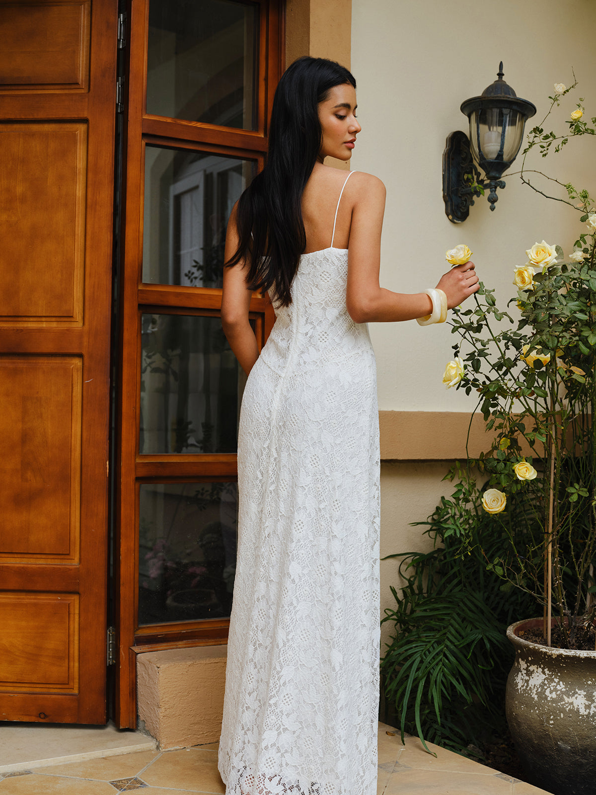 Lace Spaghetti Strap Dress-Chicvia