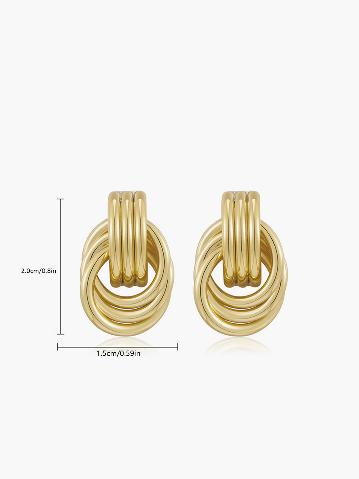 Gold Tone Multi Ring Drop Earrings-Chicvia