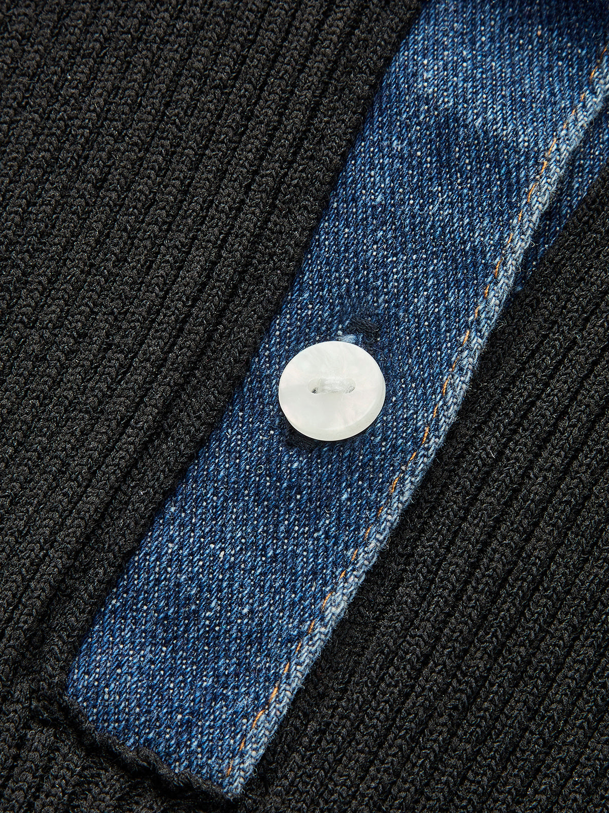 Denim Collar Ribbed Sleeveless Top-Chicvia