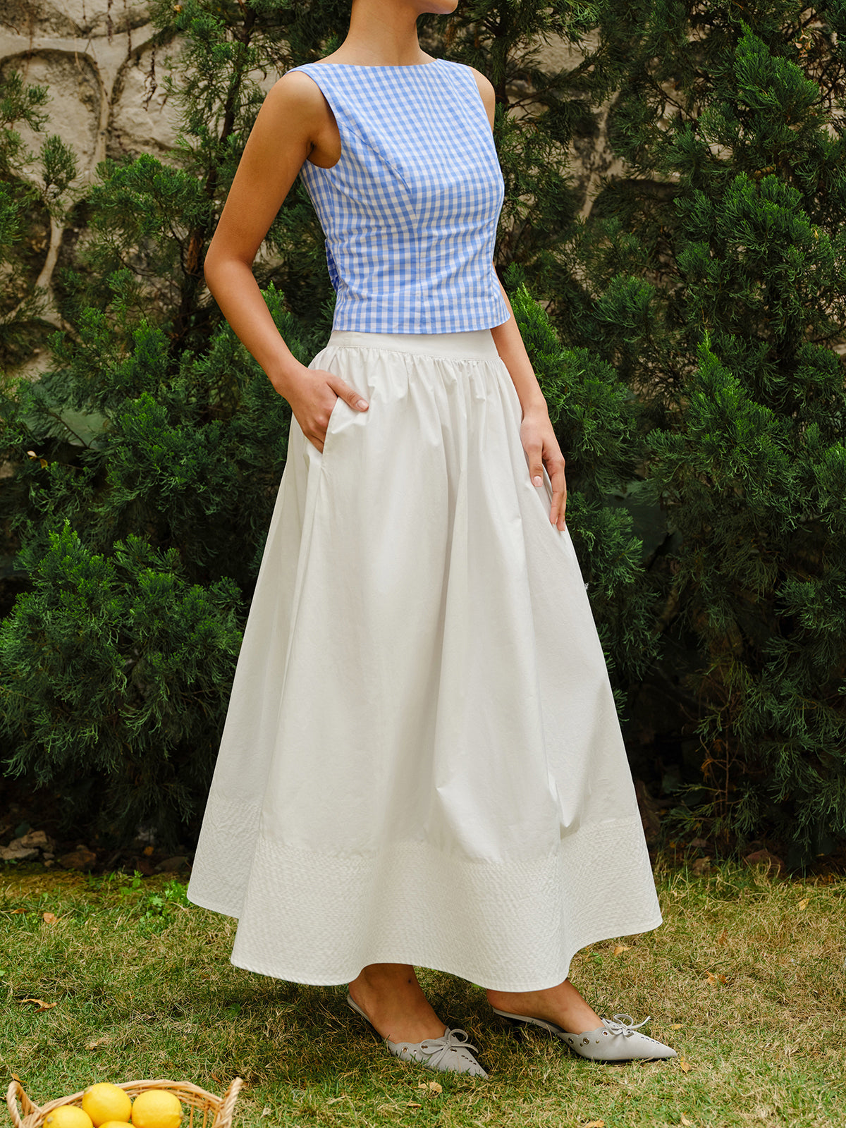 High-Waist Flared Skirt-Chicvia