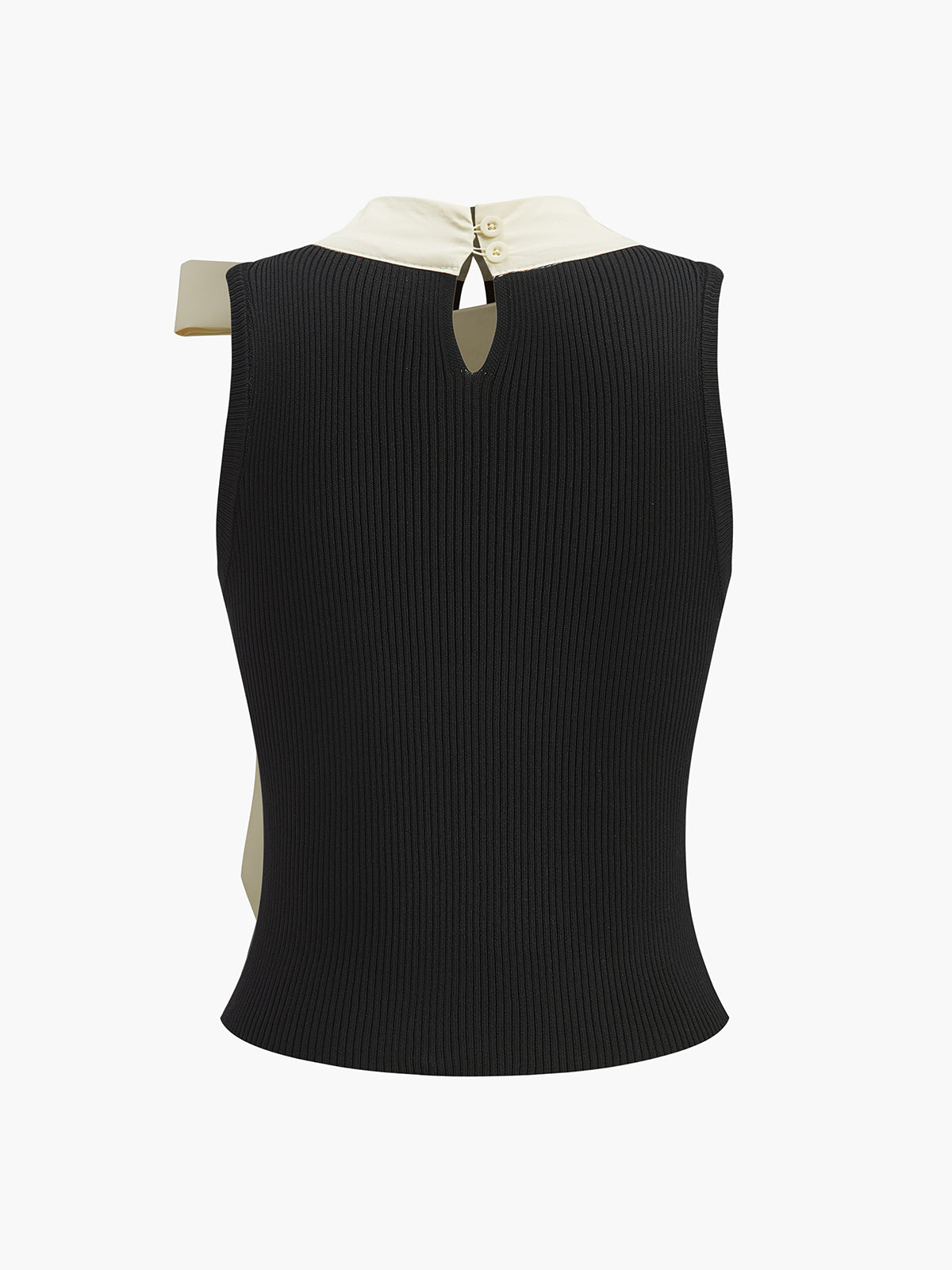 Color Block Bow Sweater Vest-Chicvia