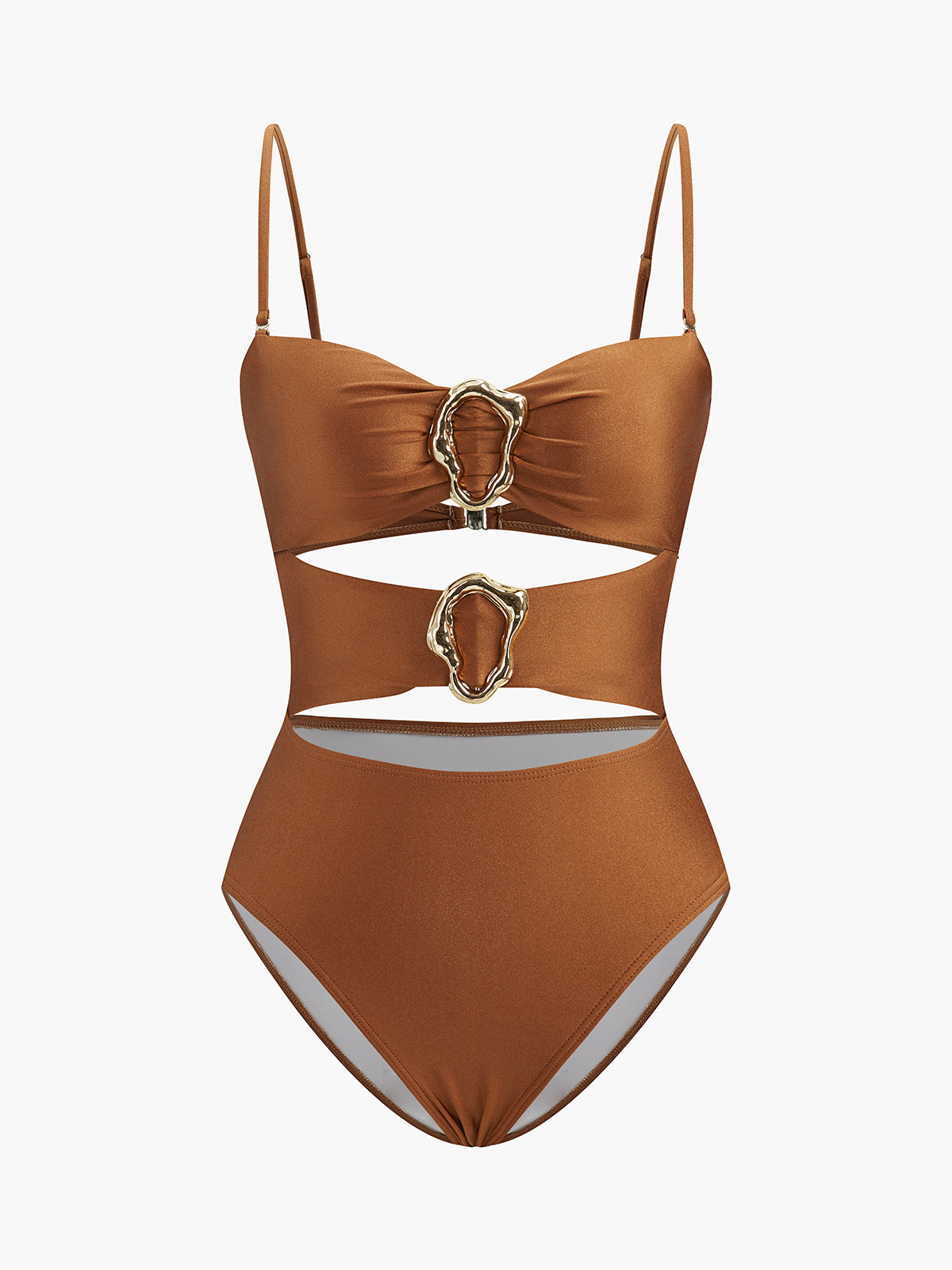 Metal Detail Cut-Out One-Piece-Chicvia