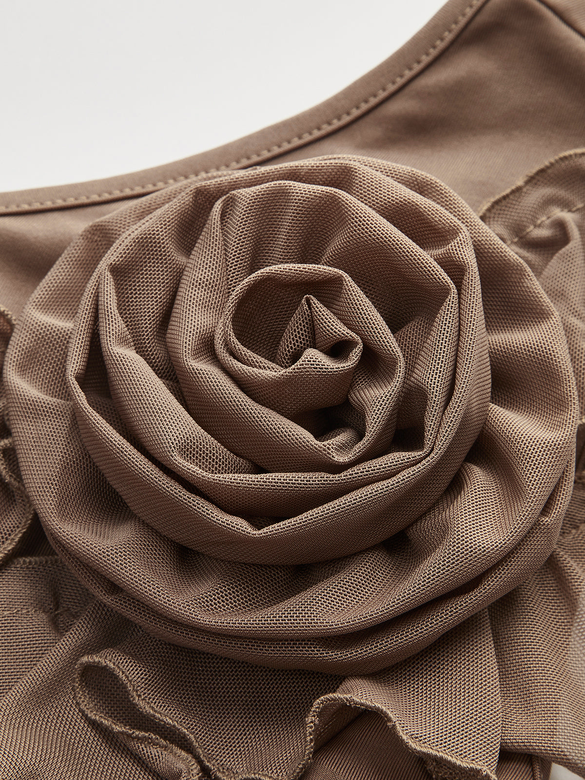 One-Shoulder Ruffled Rosette Detail Top-Chicvia