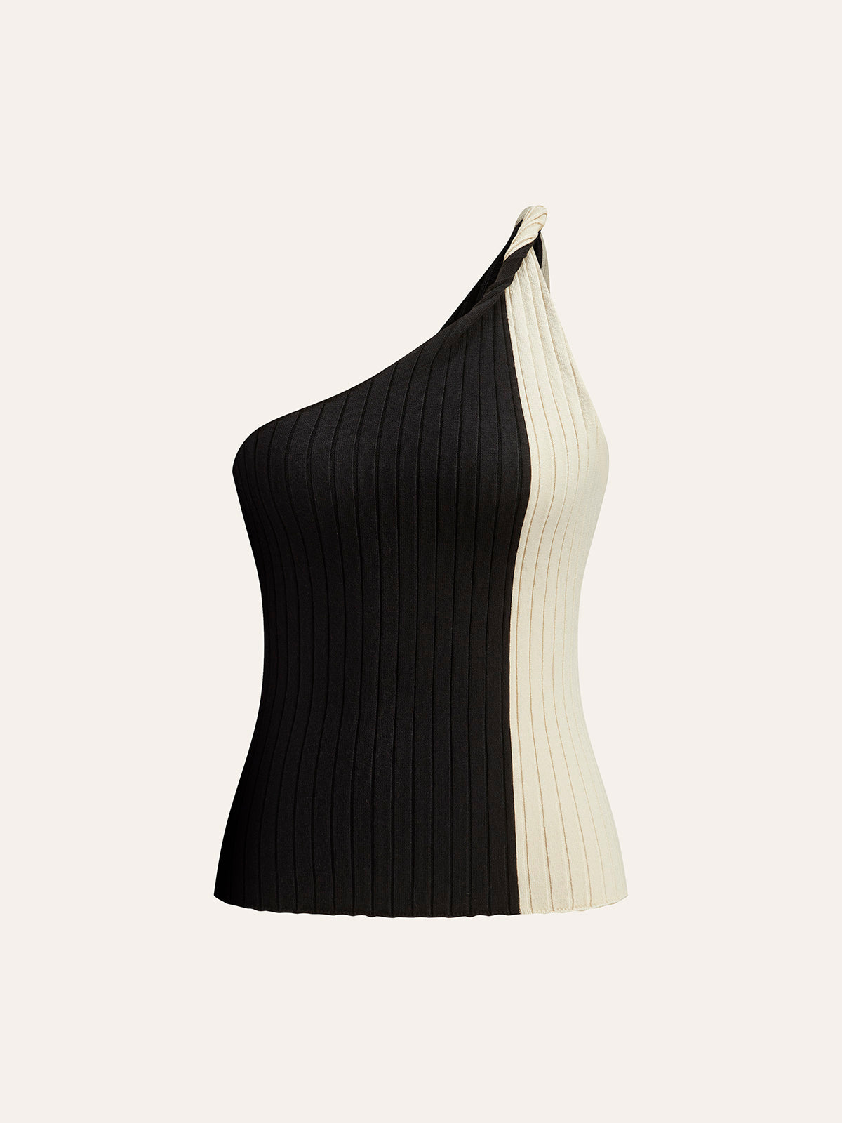 Color Block One Shoulder Top-Chicvia