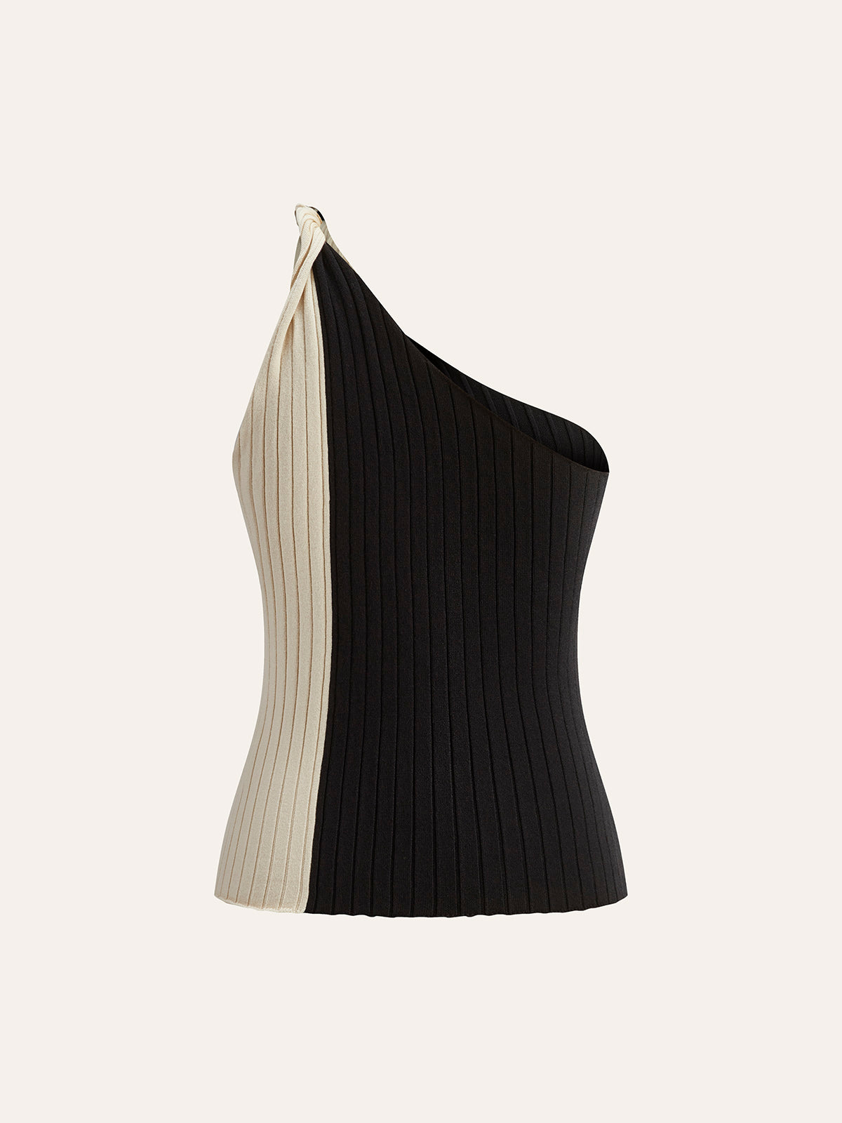 Color Block One Shoulder Top-Chicvia