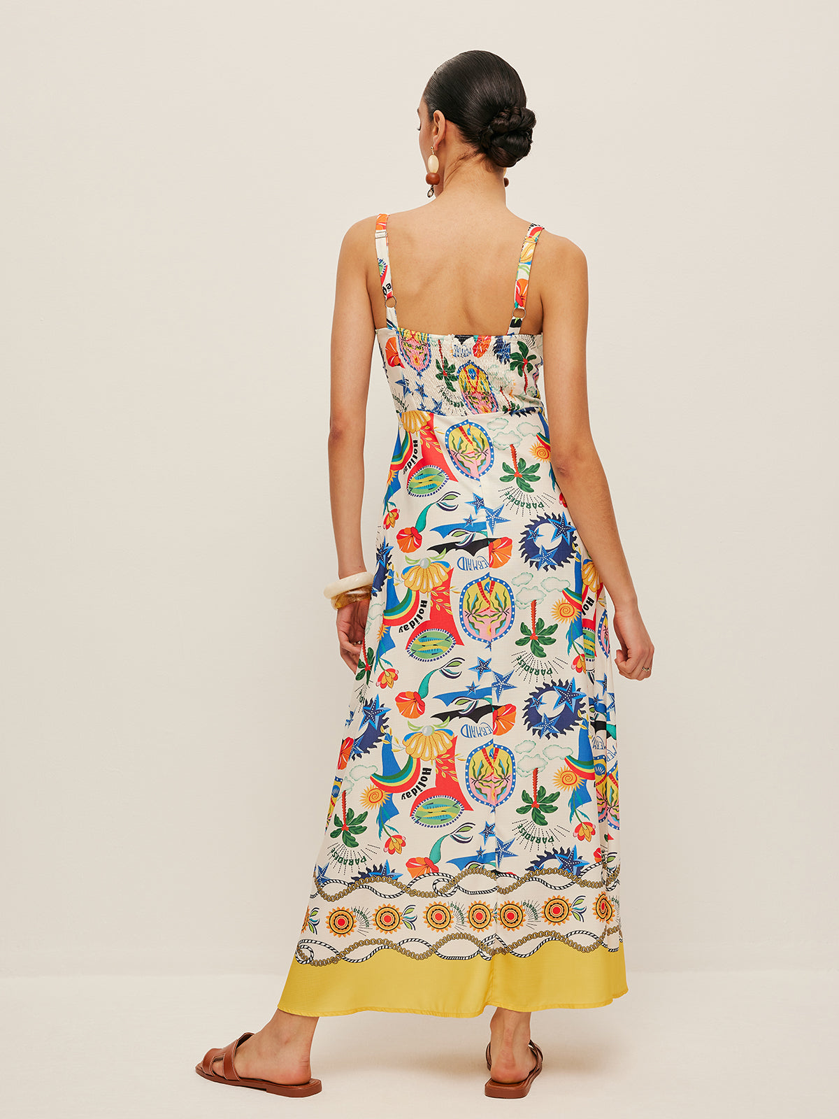 Colorful Print Strappy Dress-Chicvia