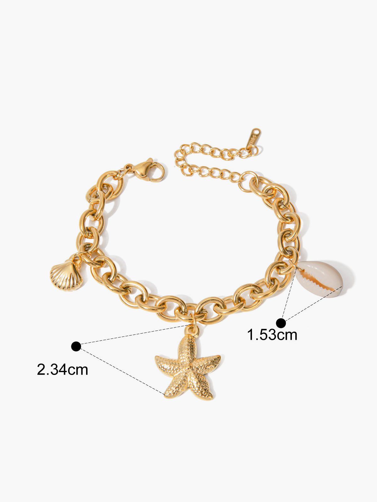 Gold Chain Seashell Charm Bracelet-Chicvia