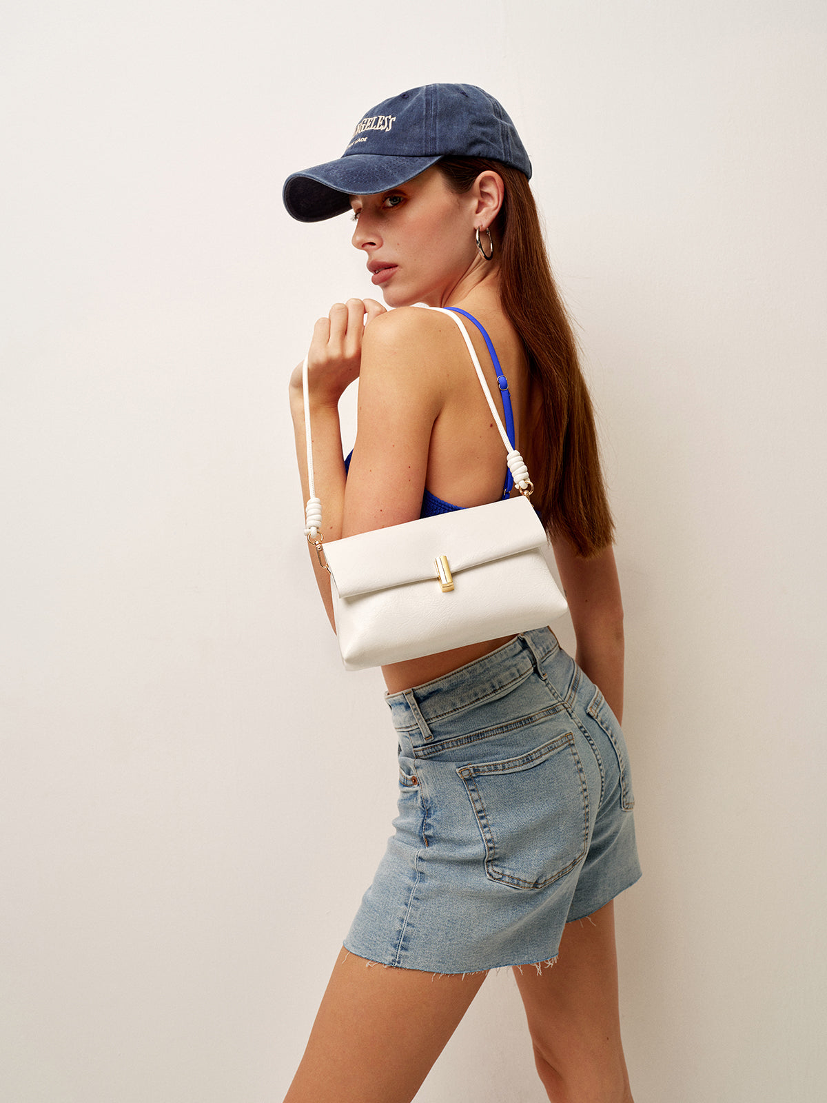 Knot Handle Foldover Shoulder Bag-Chicvia