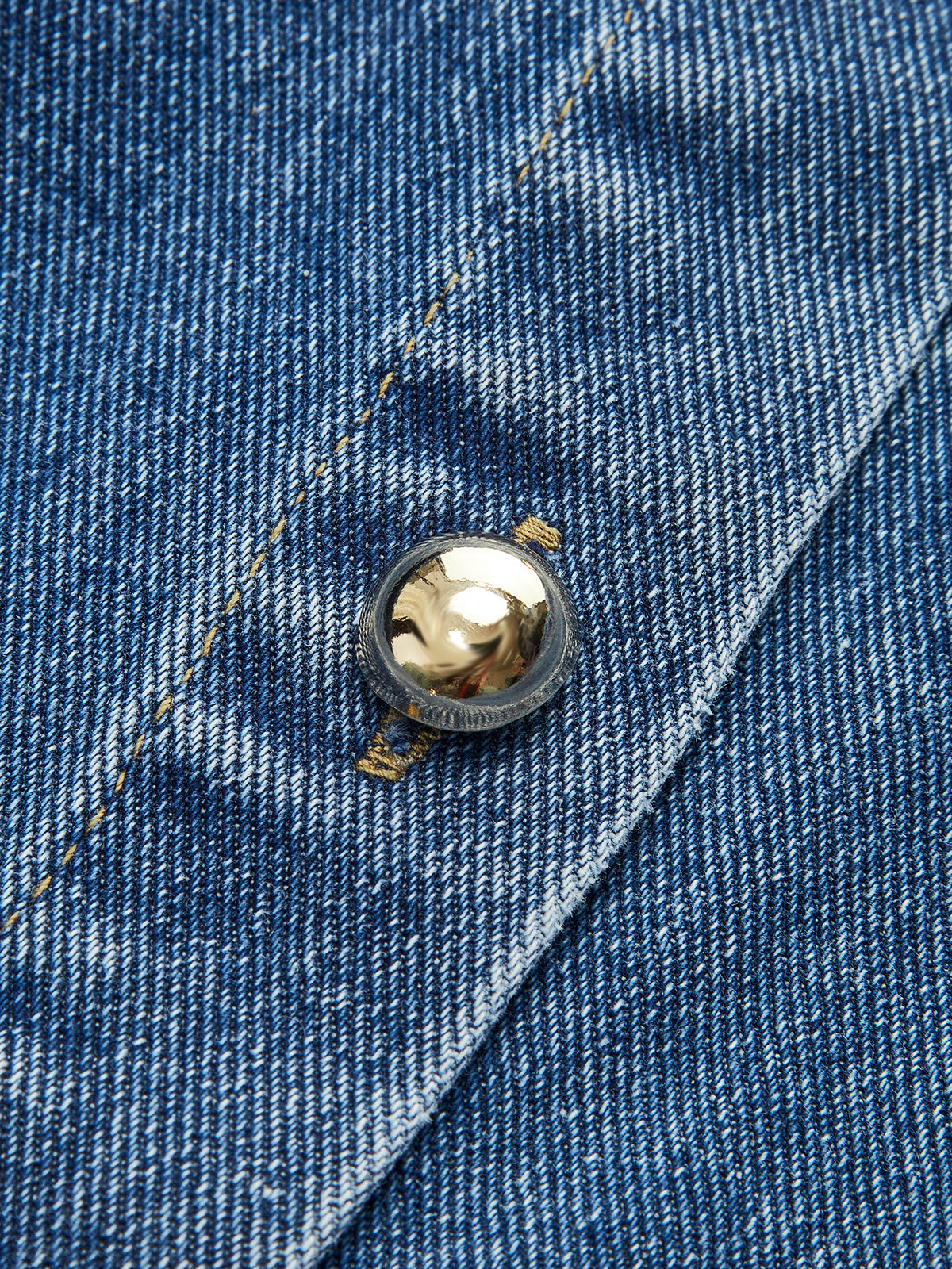 Denim Belted Button-Front Pleated Dress-Chicvia