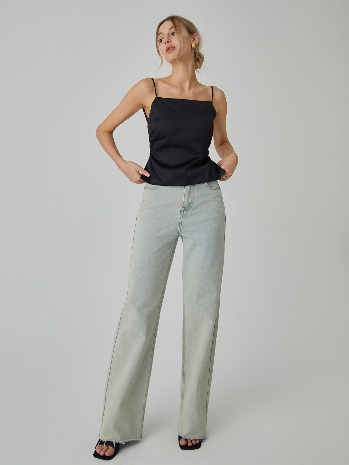 Knotted Backless Cami Top-Chicvia