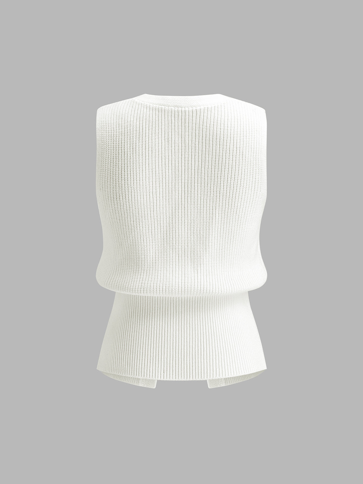 Metal Buckle Waisted Sweater Vest-Chicvia