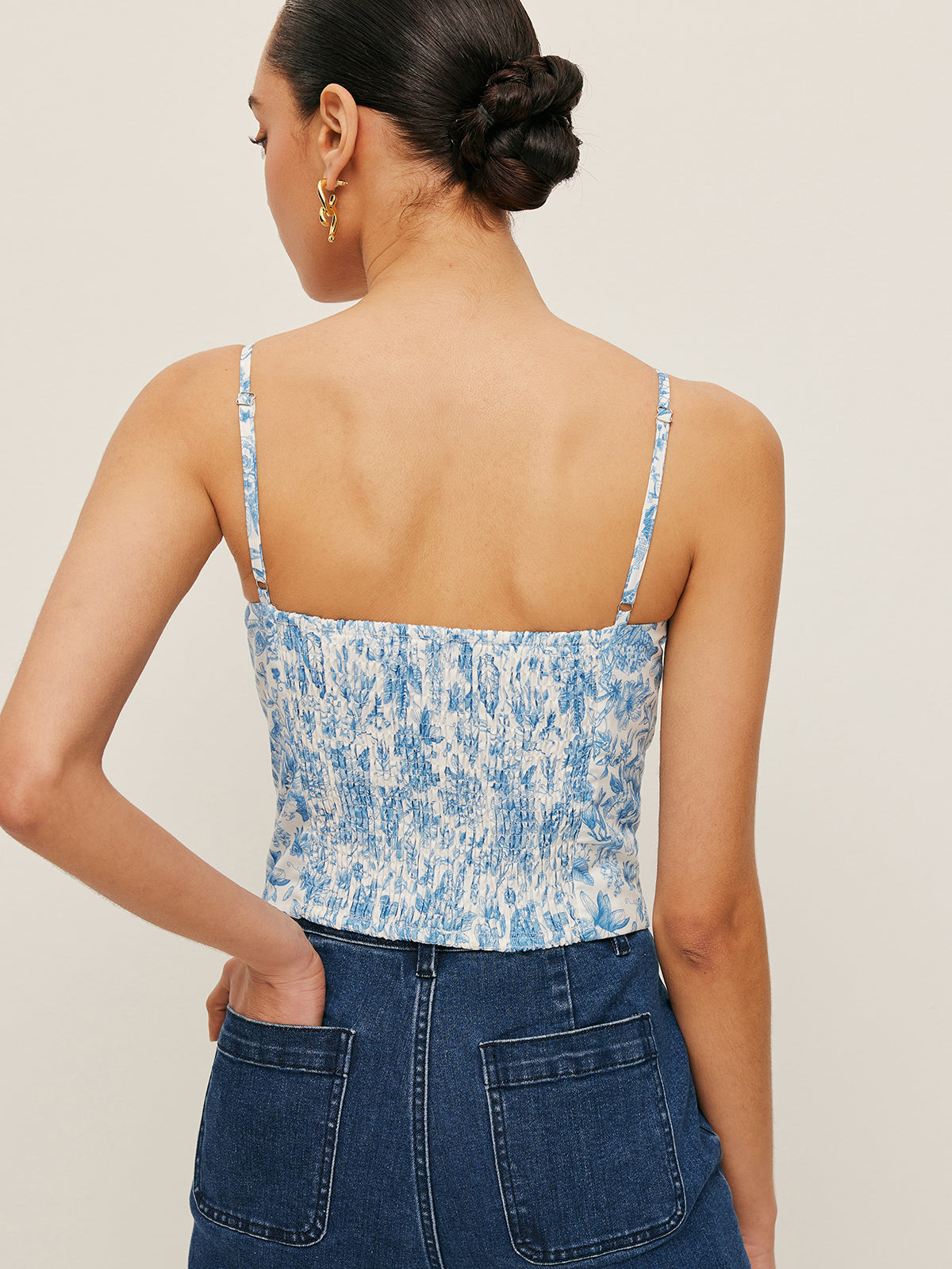 Floral Print Corset Crop Top-Chicvia
