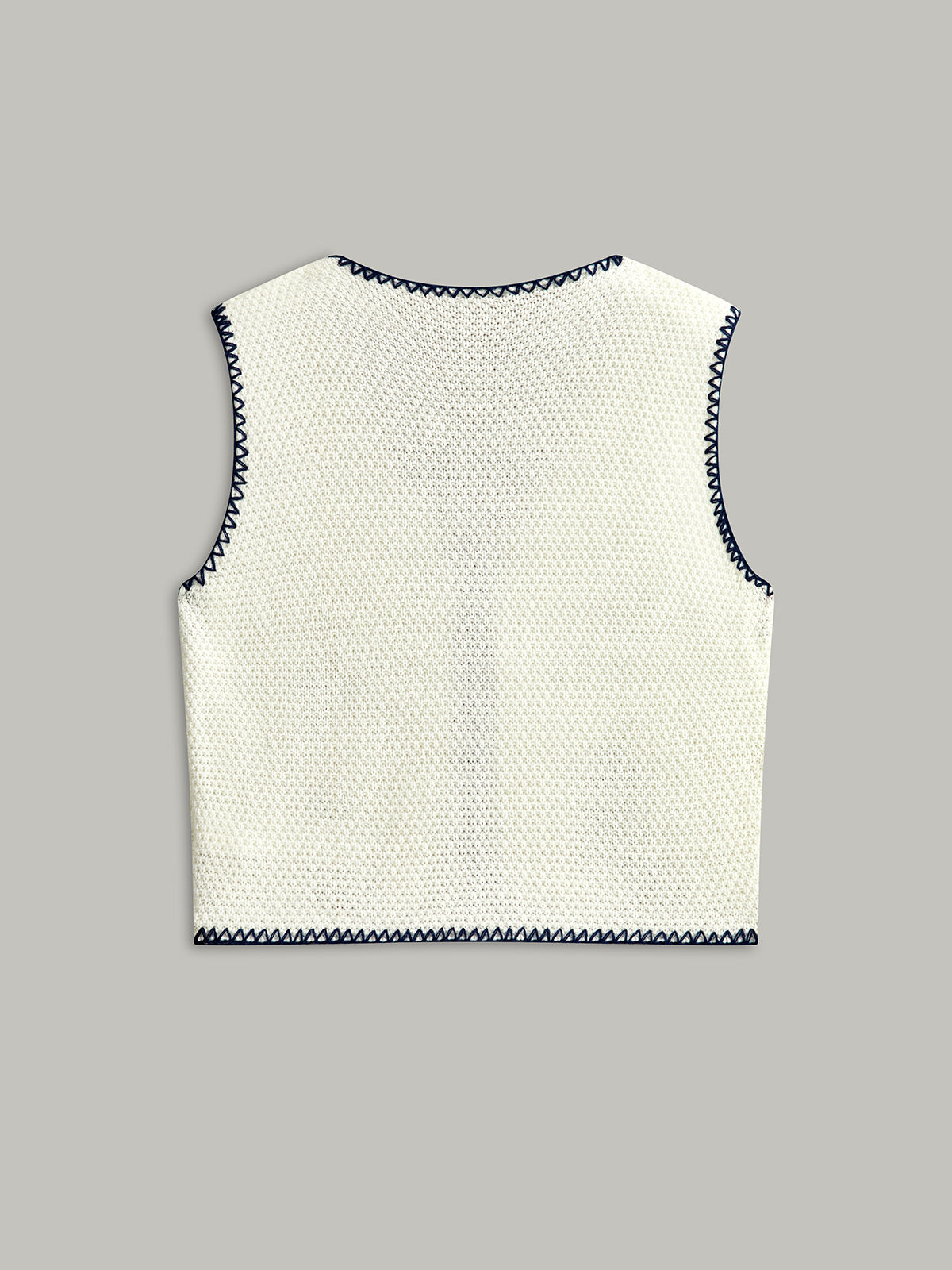 Embroidered Knit Tie-Front Vest-Chicvia