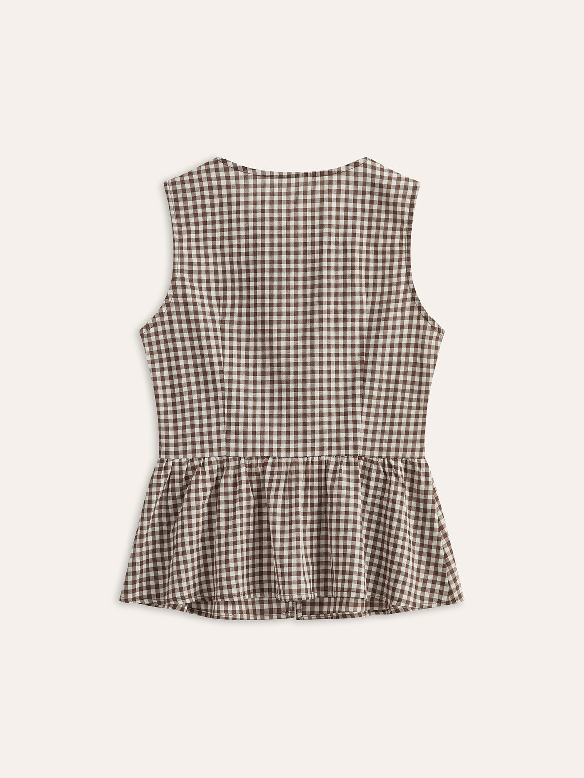 Gingham Tie-Front Peplum Top-Chicvia