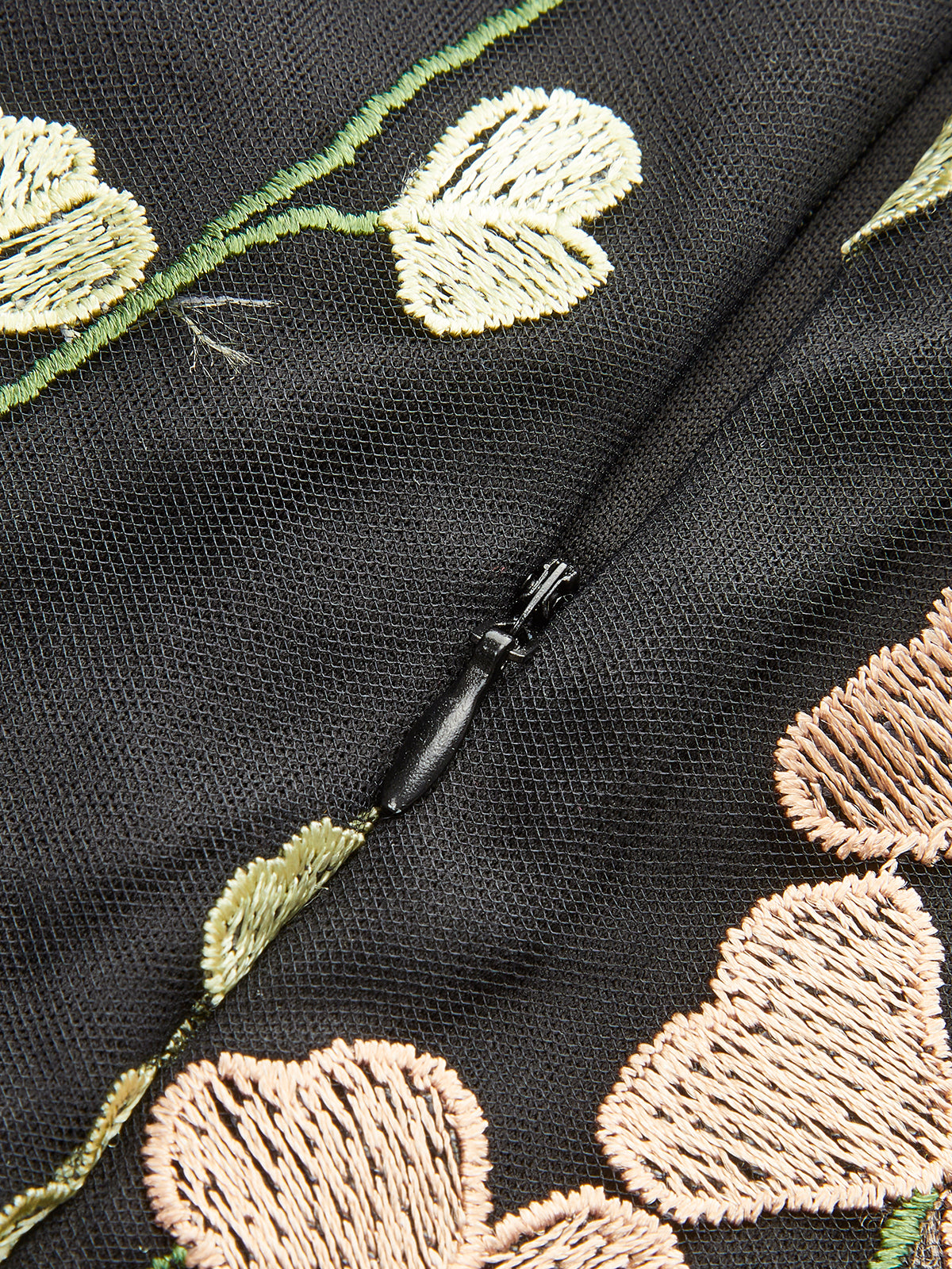 Colorful Floral Embroidered Mesh Dress-Chicvia