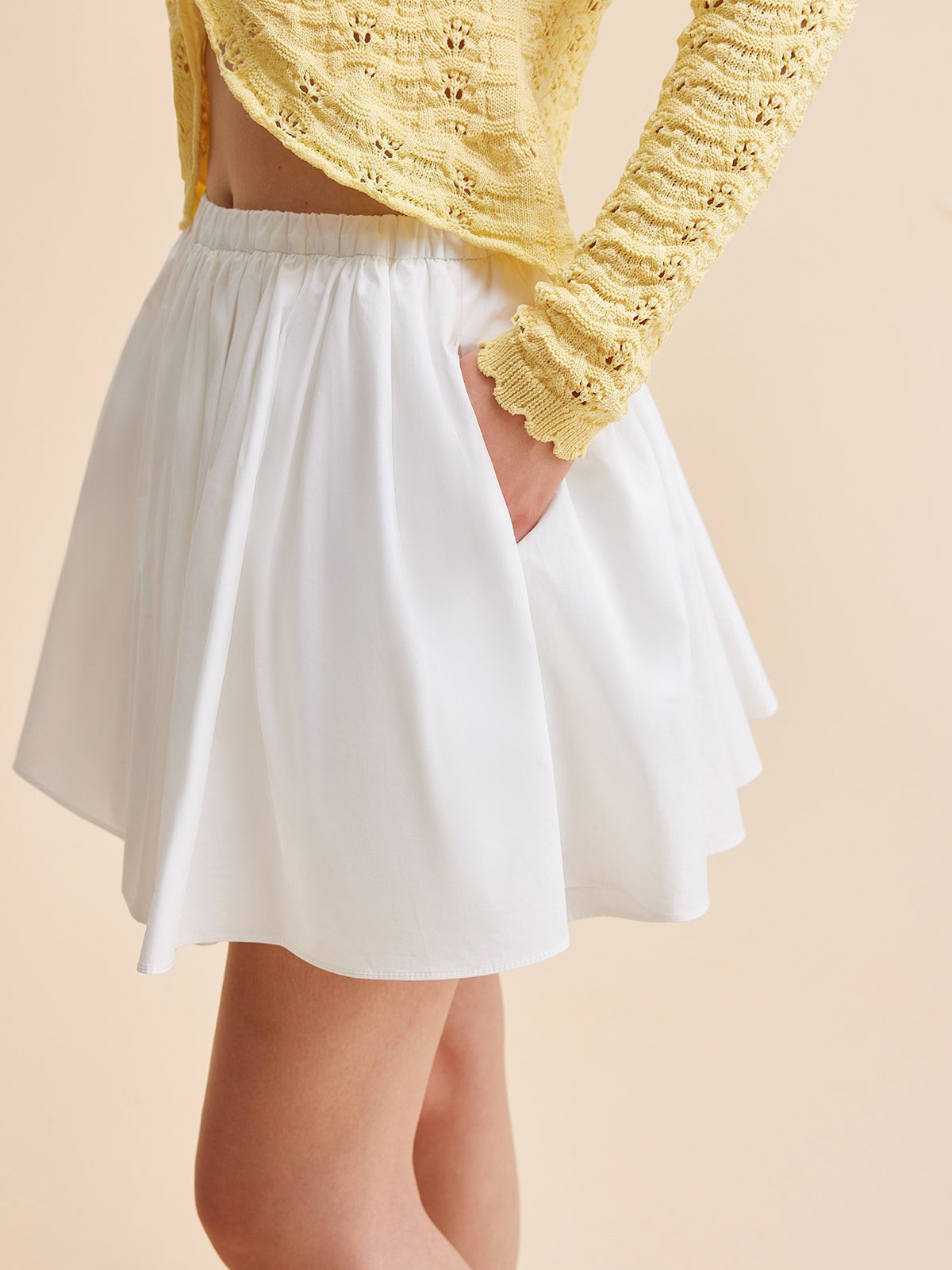 Cotton Pleated Skirt-Chicvia