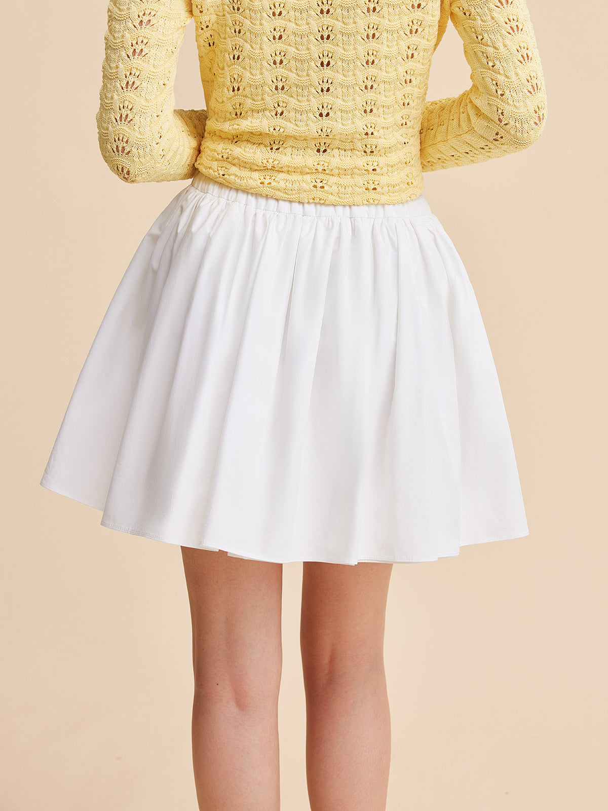 Cotton Pleated Skirt-Chicvia