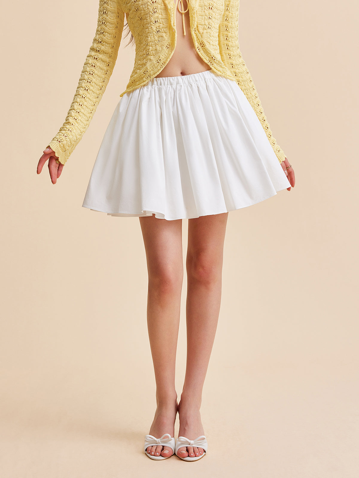 Cotton Pleated Skirt-Chicvia
