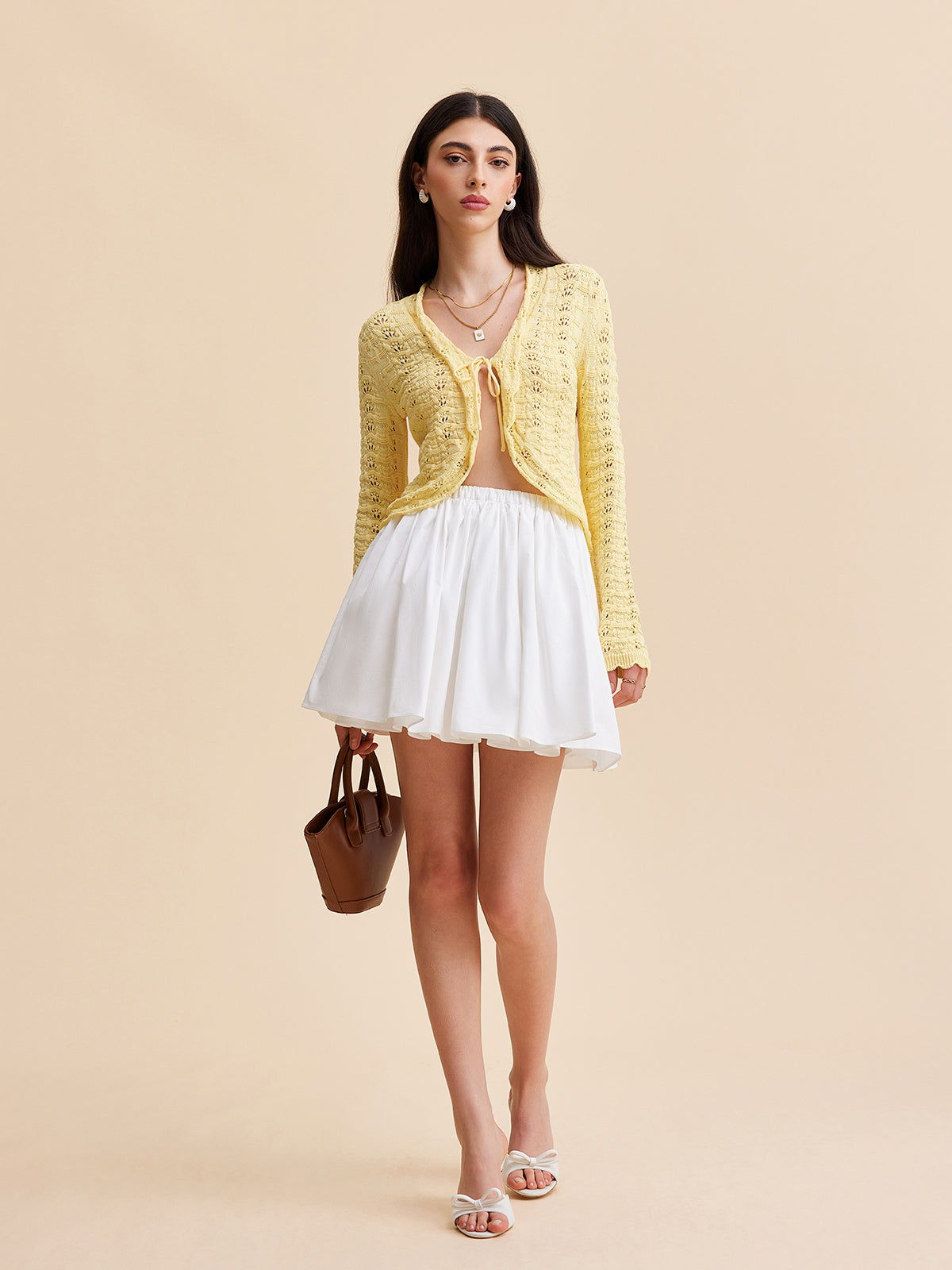 Cotton Pleated Skirt-Chicvia